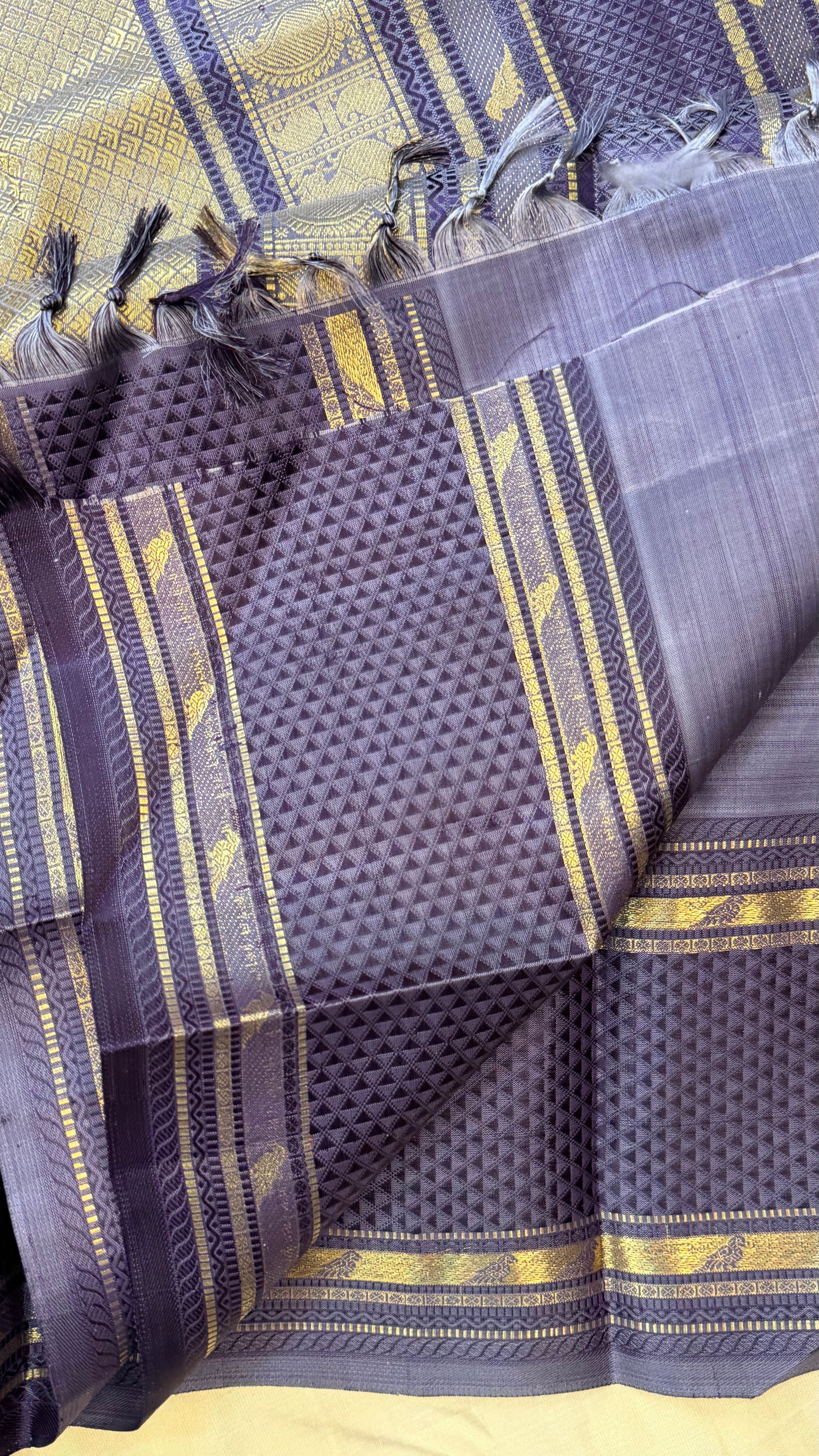 Lavender thread work / Kanjipuram silk