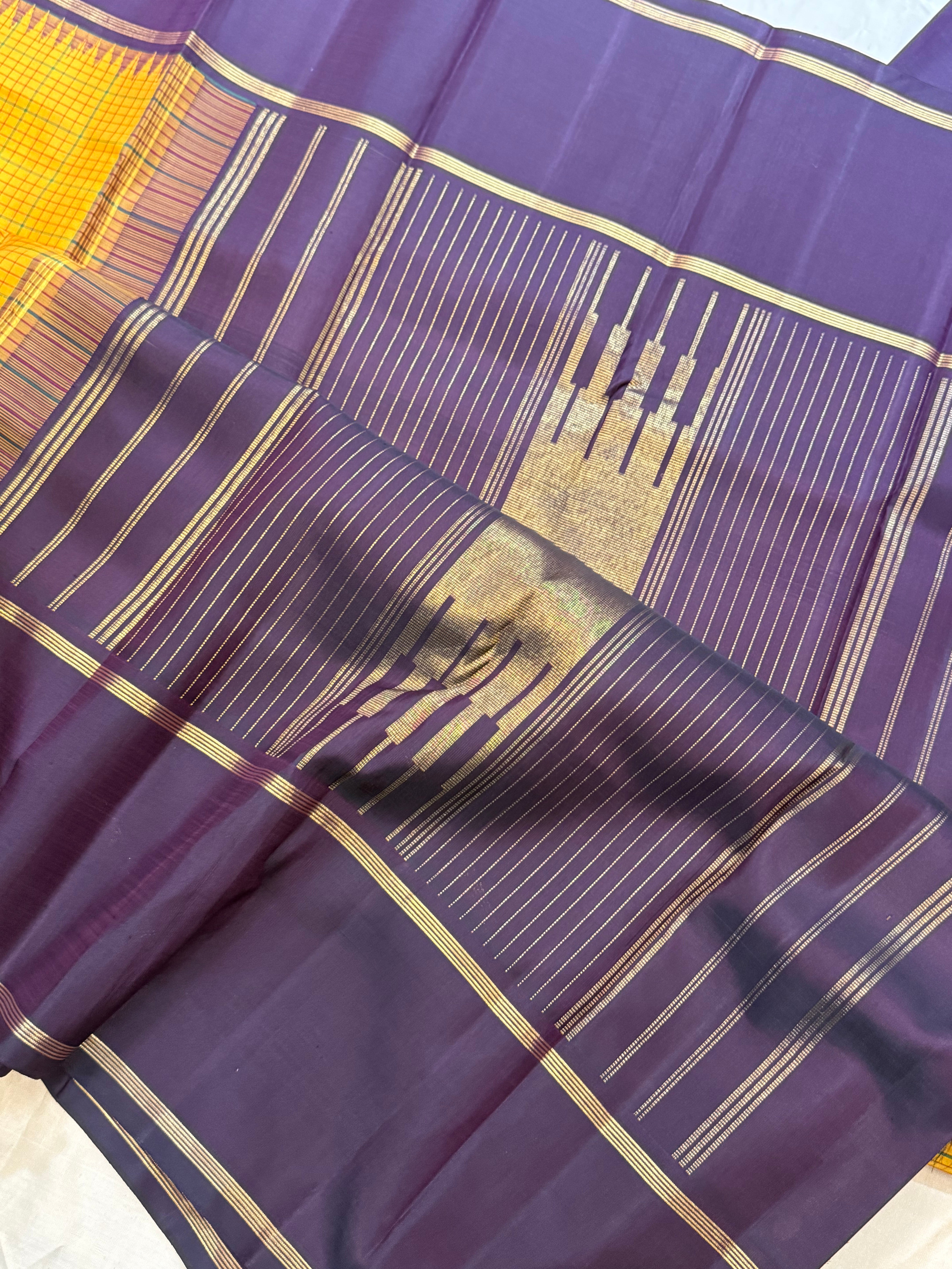 Golden yellow and paaku rettapet/ Arani silk