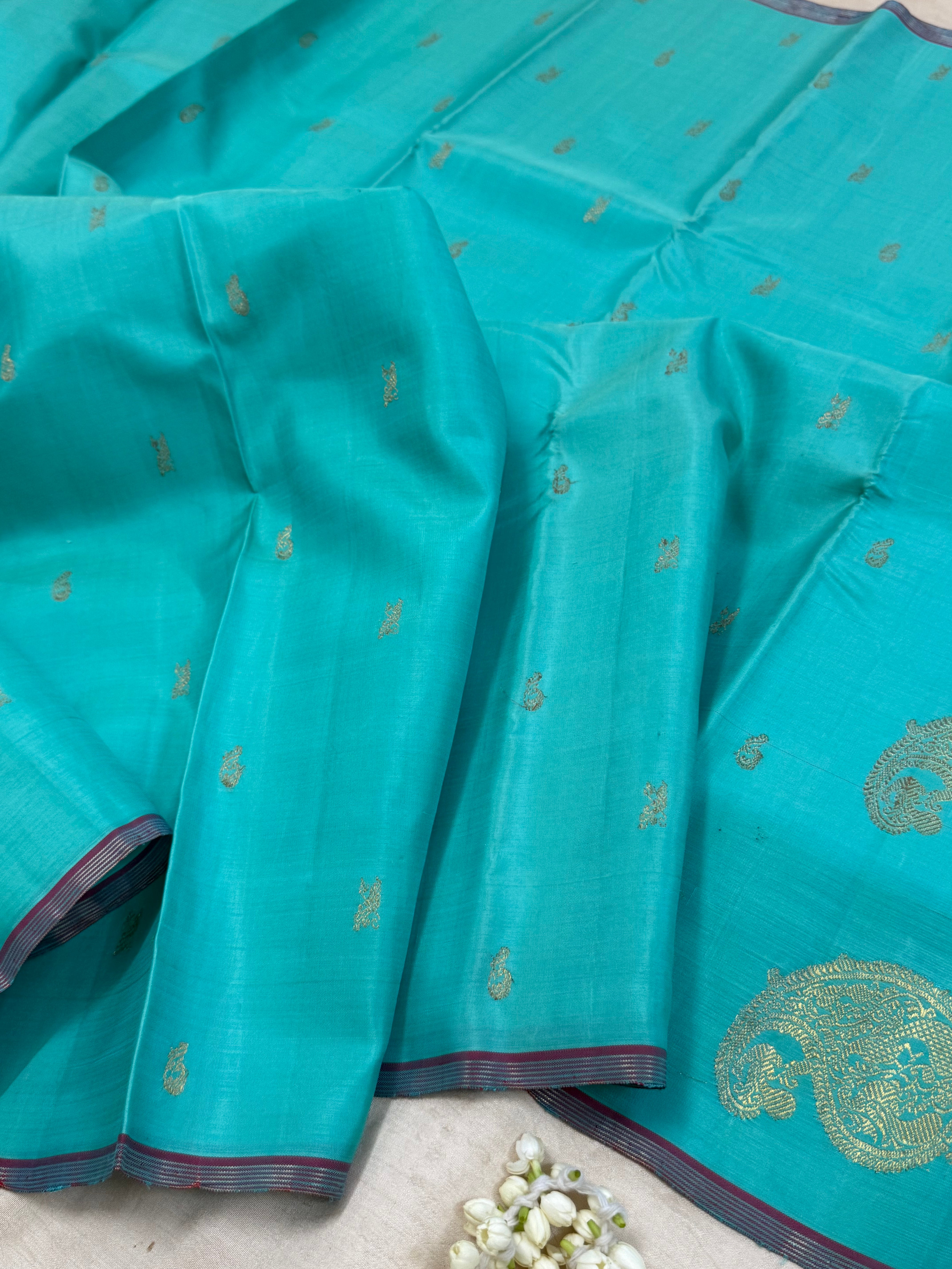 Turquoise blue / Kanjipuram silk