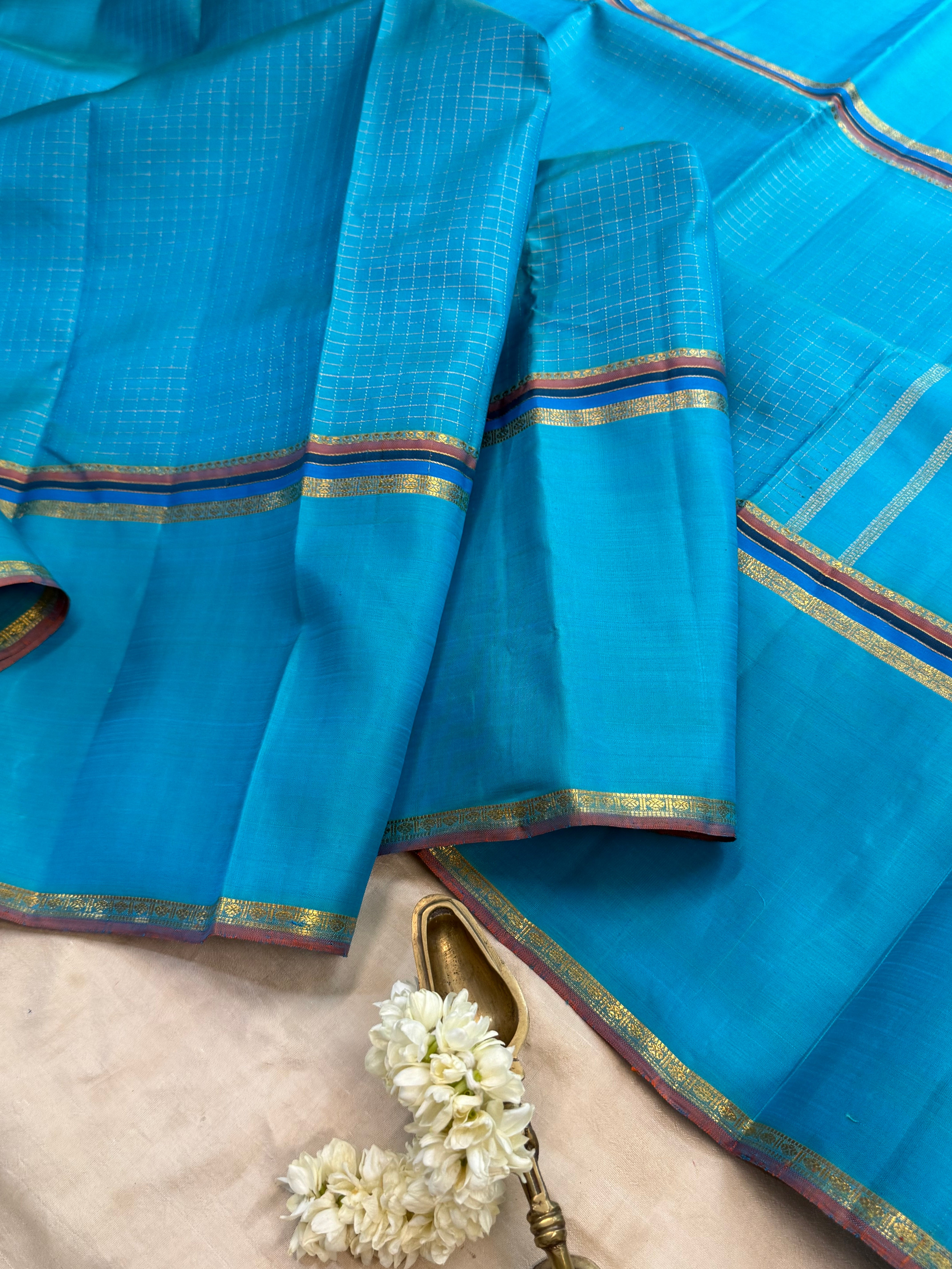 Vintage long border Zari Kattam / Kanjipuram silk