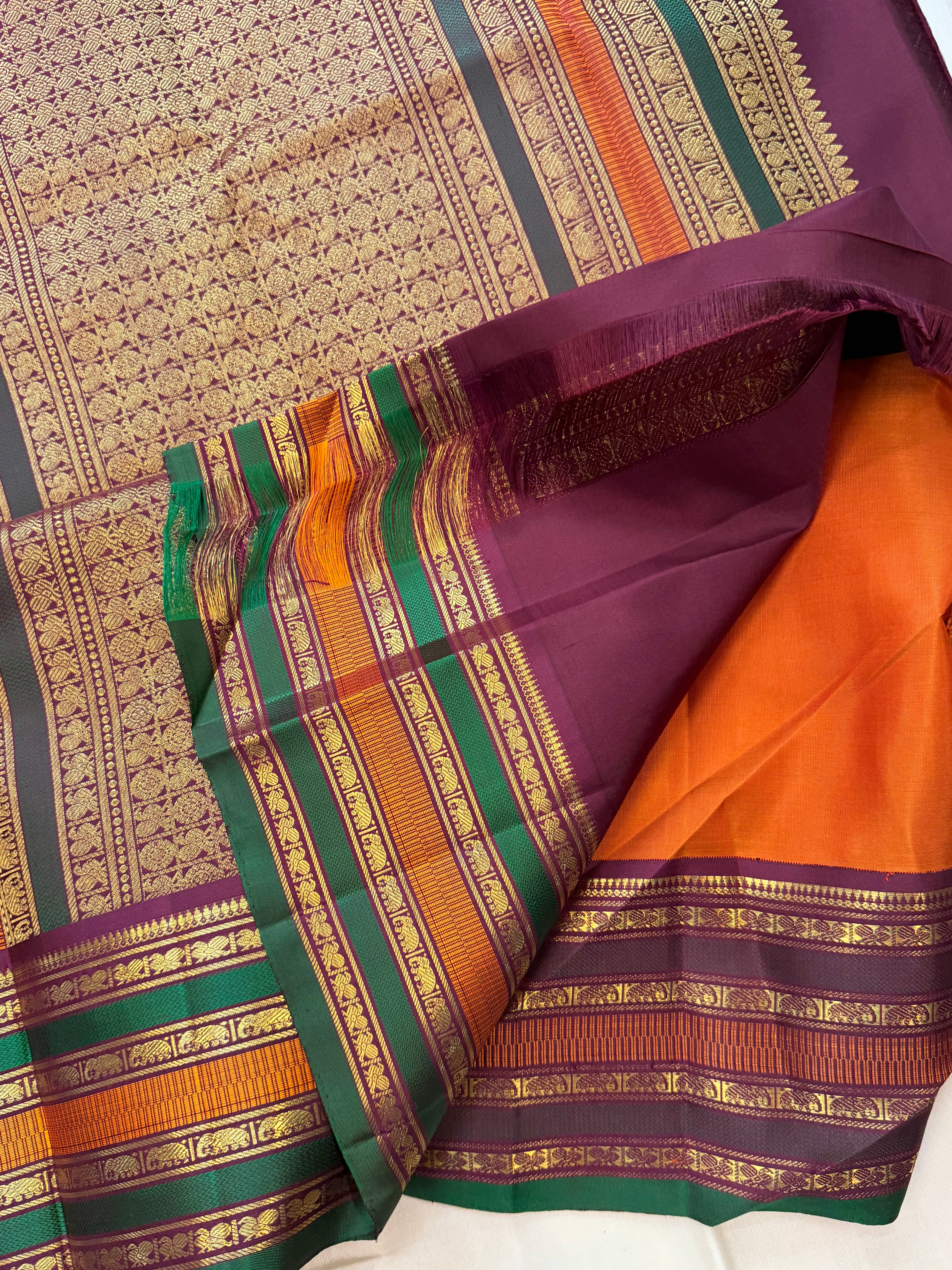 Korvai Varamahalakshmi edit : Rust varisapet  Korvai Kanjipuram silk saree