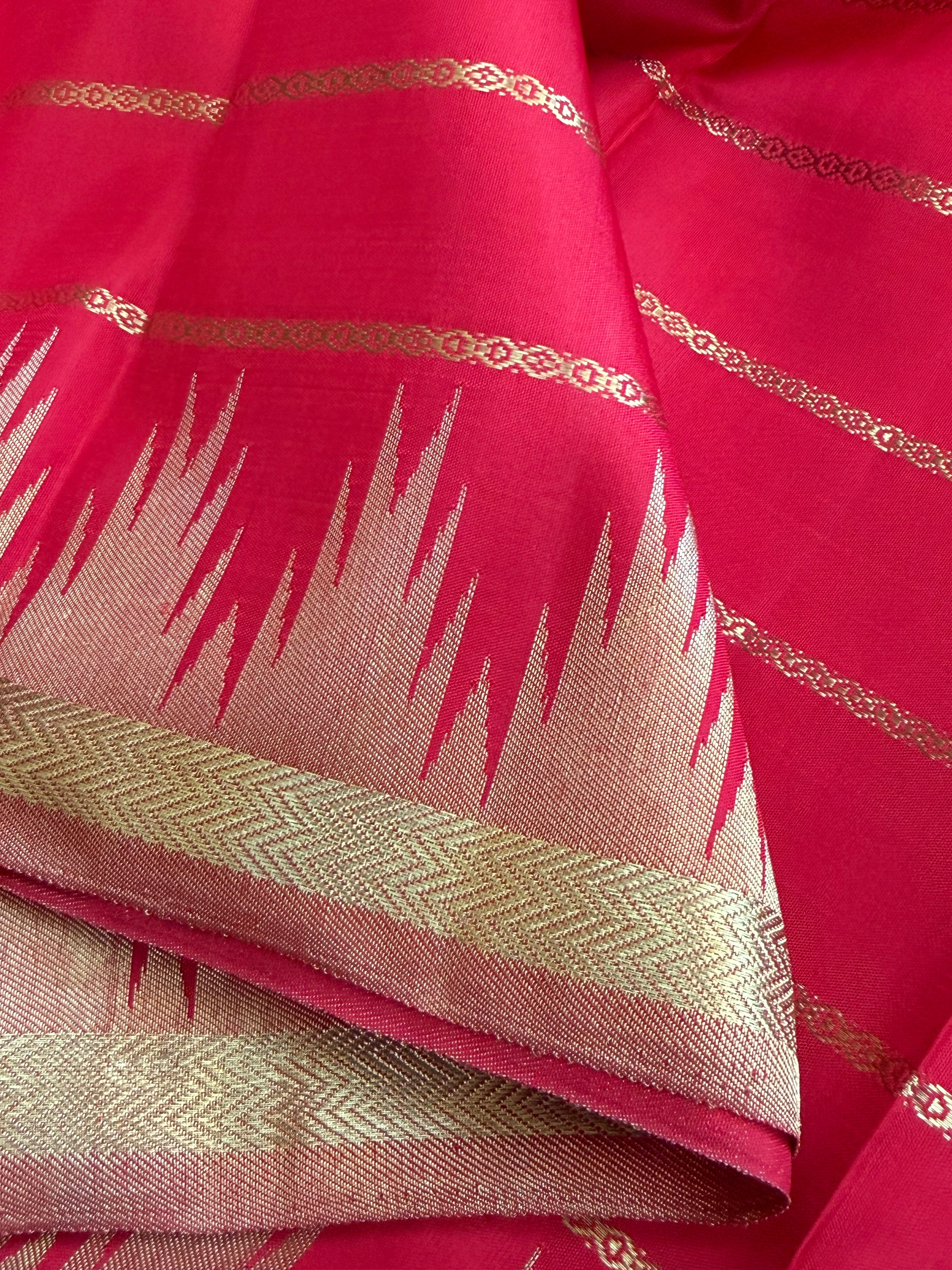 Red veldhari temple border/ Kanjipuram silk CL2166