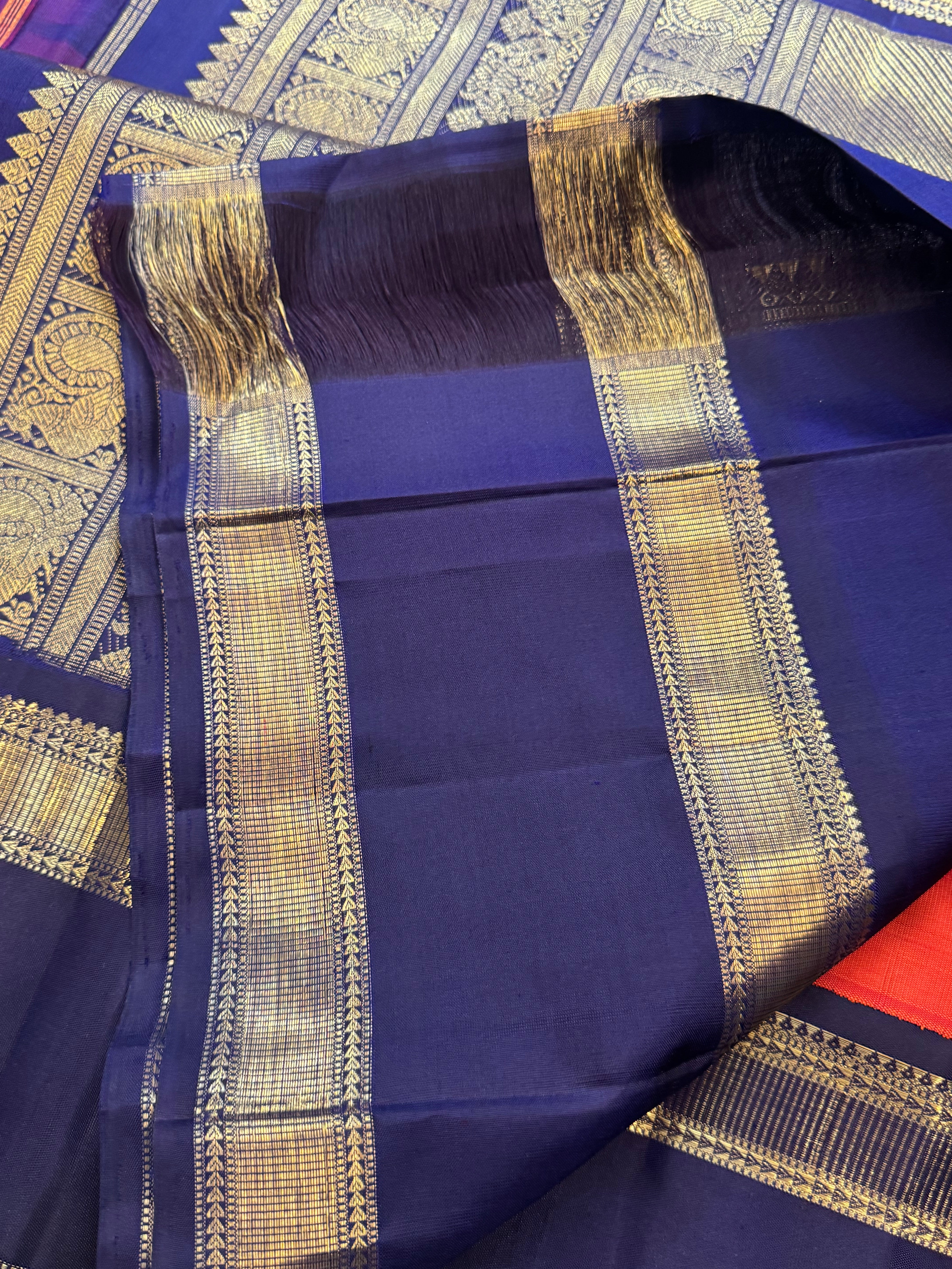 AALAYAM : Orange retta pet korvai  kanjipuram silk