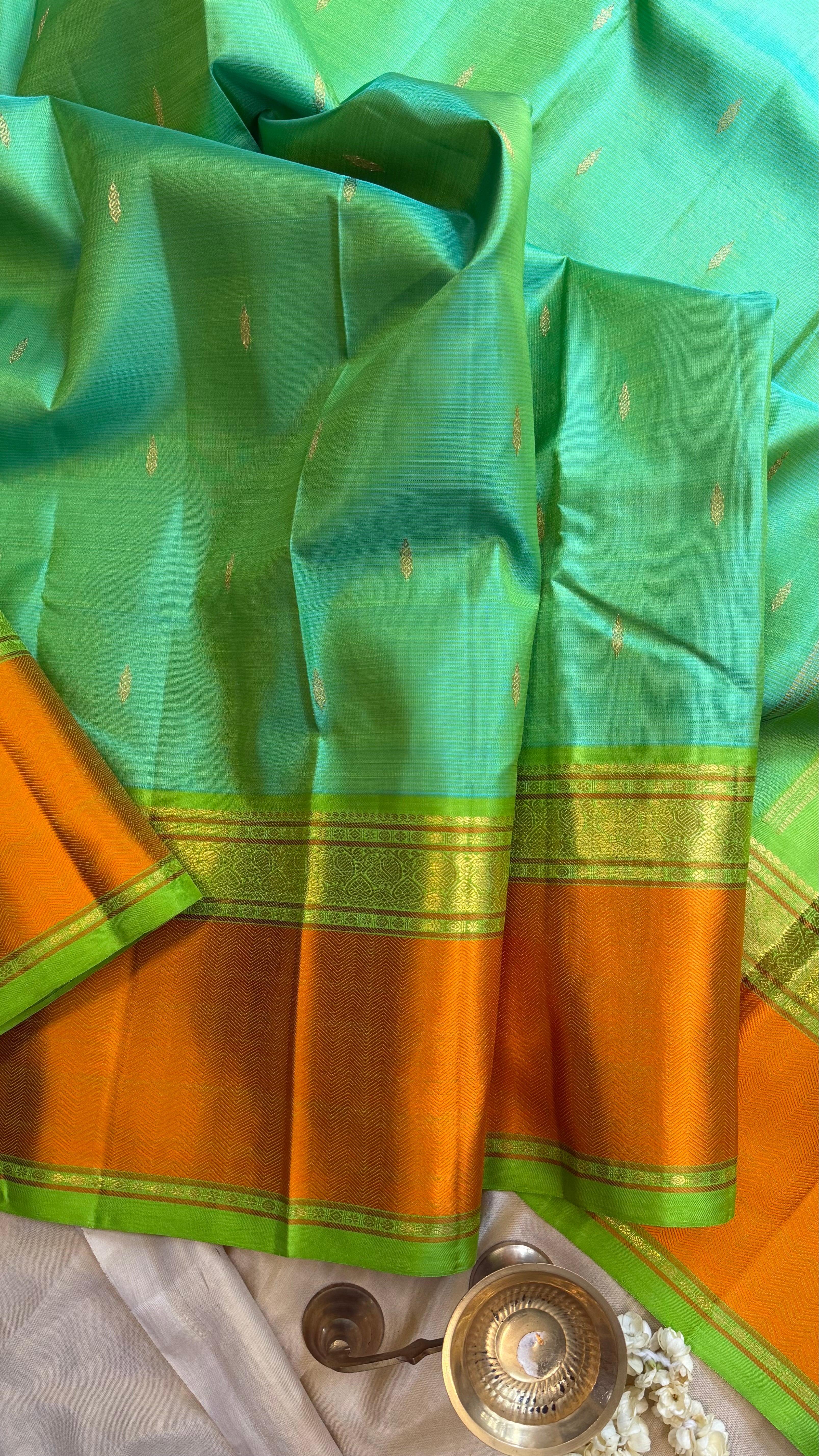 Master weaver - Green shot parrot green / Kanjipuram Silk