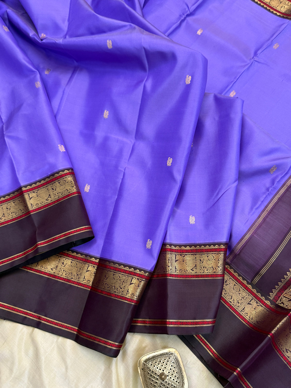 Special edition-lavender Rettapet border with body Zari butta Korvai silk saree/clsa 12577