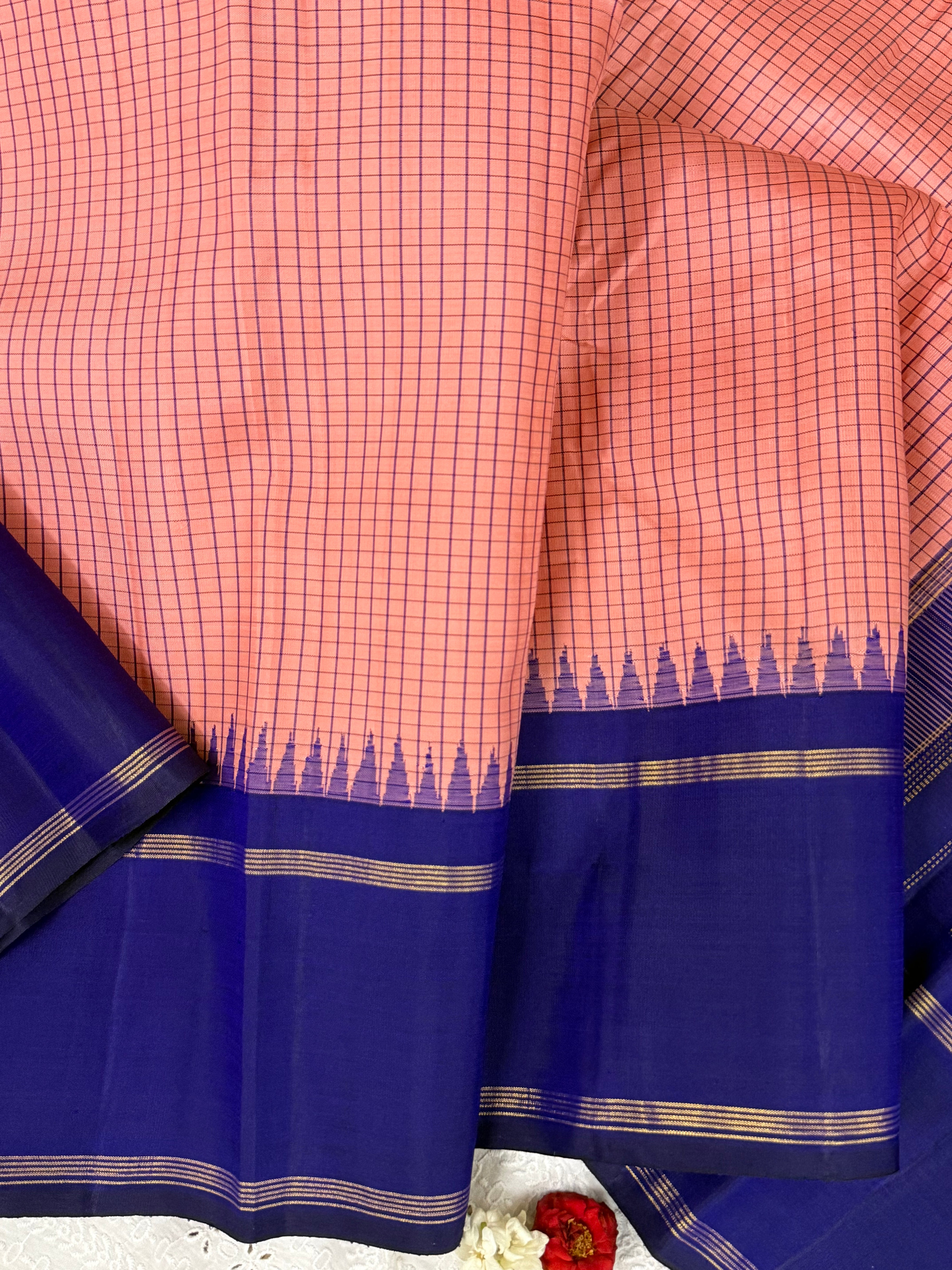 Peack kattam and blue korvai / Arani silk