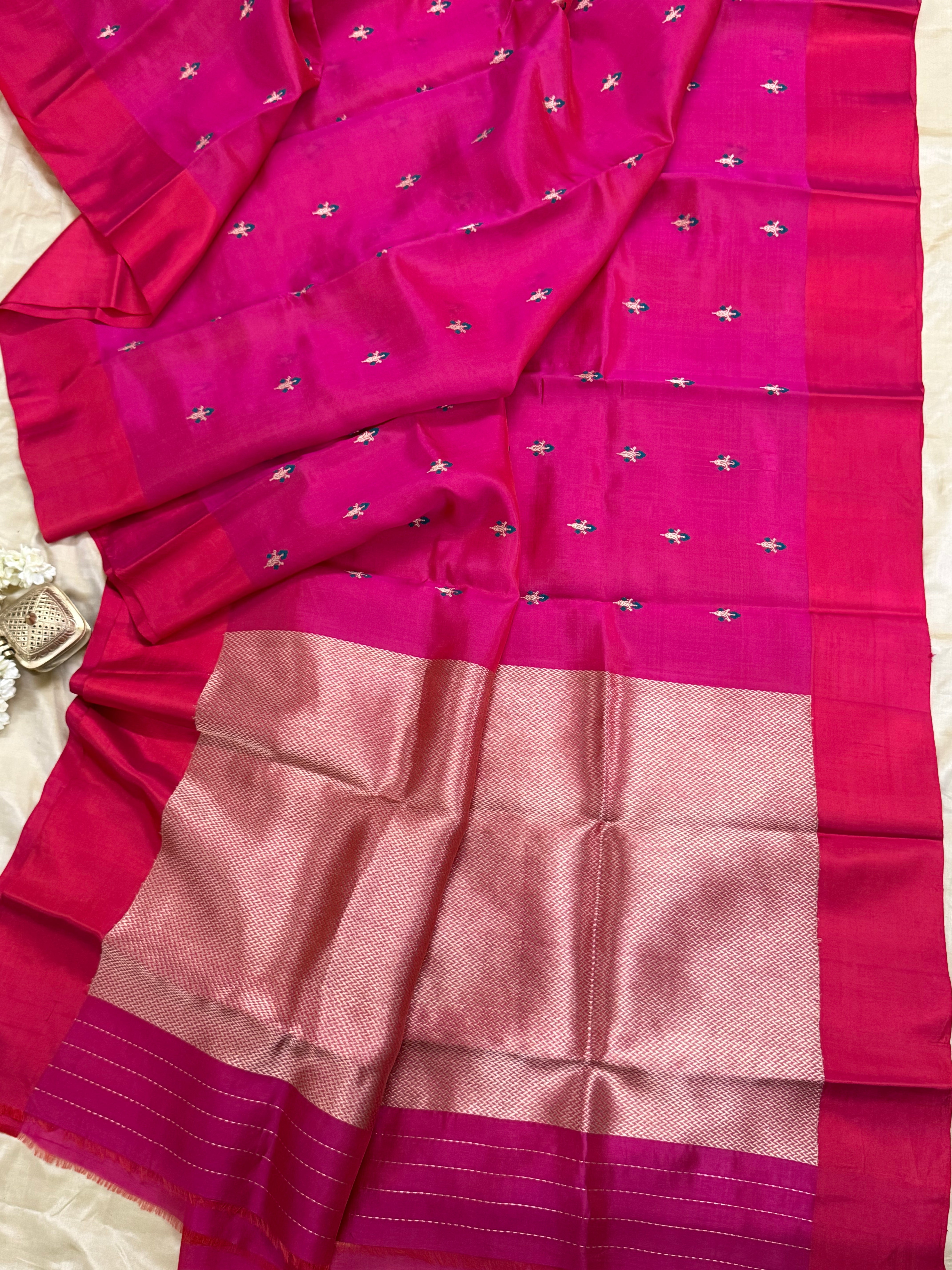 Pink floral / Chanderi Silk