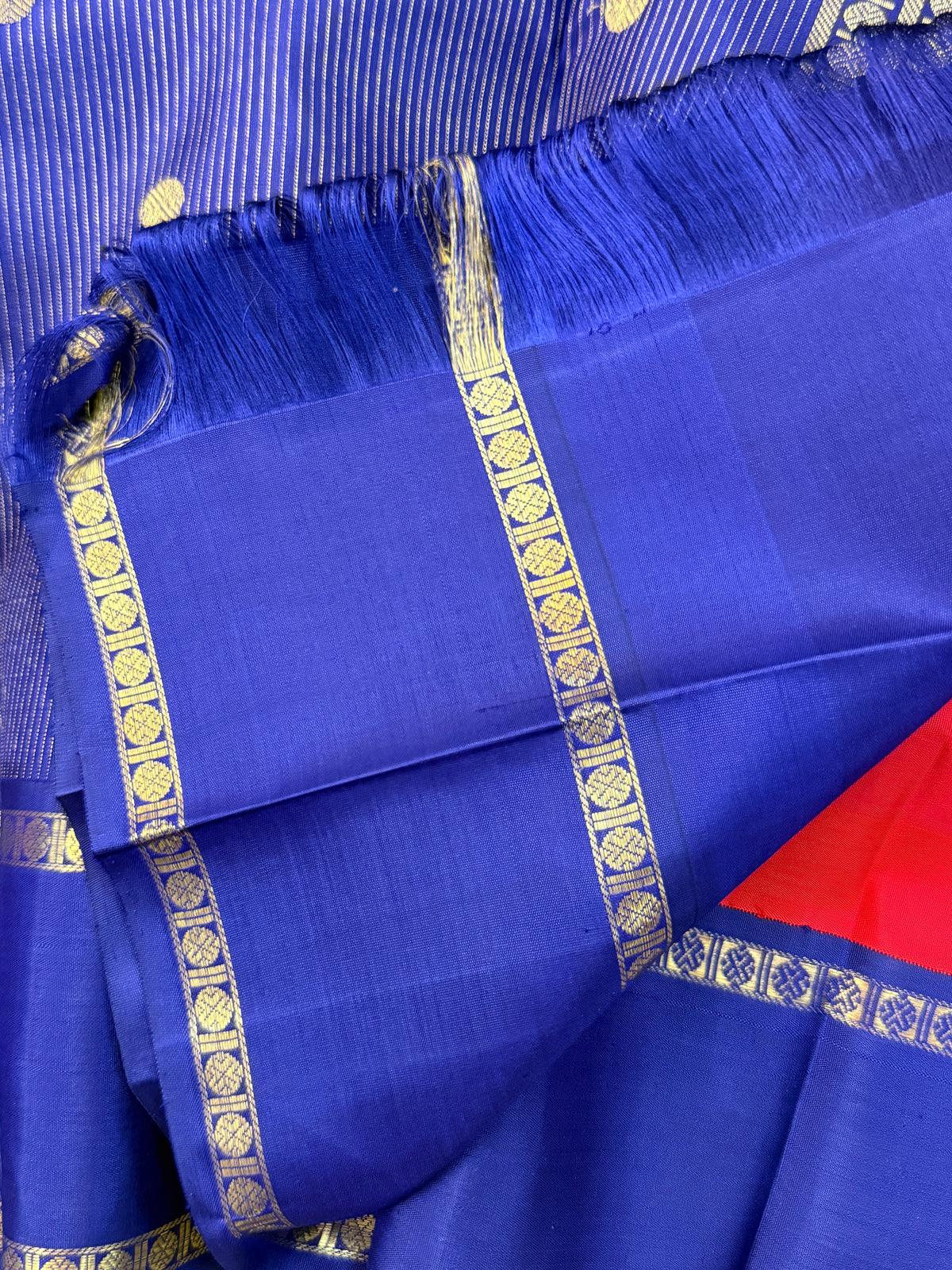 Navarathri - Day 4 Red Colour pure Zari Rettapet butta Korvai /Kanjipuram silk sree Clsa 6682