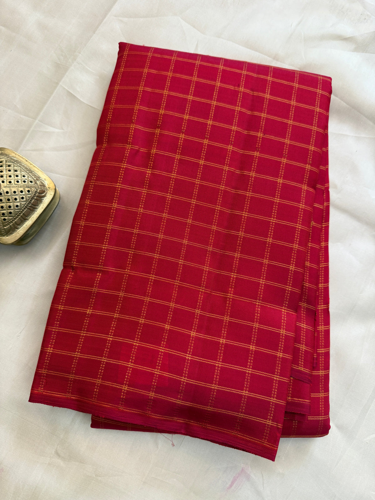 Red zari kattam / Kanjipuram silk blouse fabric  CLSA11381 (per metre)