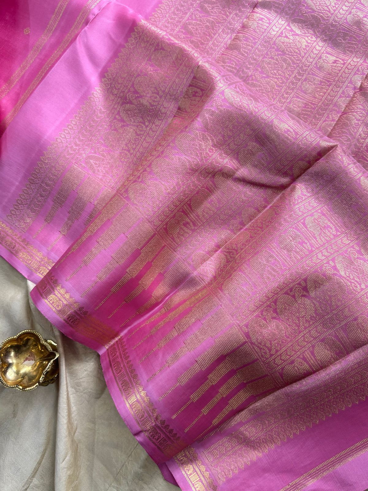 Lotus pink  with adai border beetu Butta pure zari/kanjipuram silk saree clsa 11416