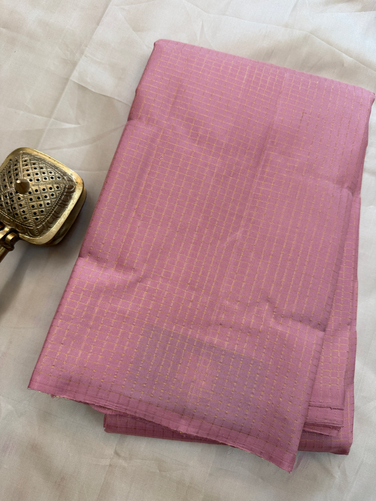 Pink zari checks /Kanjipuram silk blouse fabric (per metre )CLSA11693