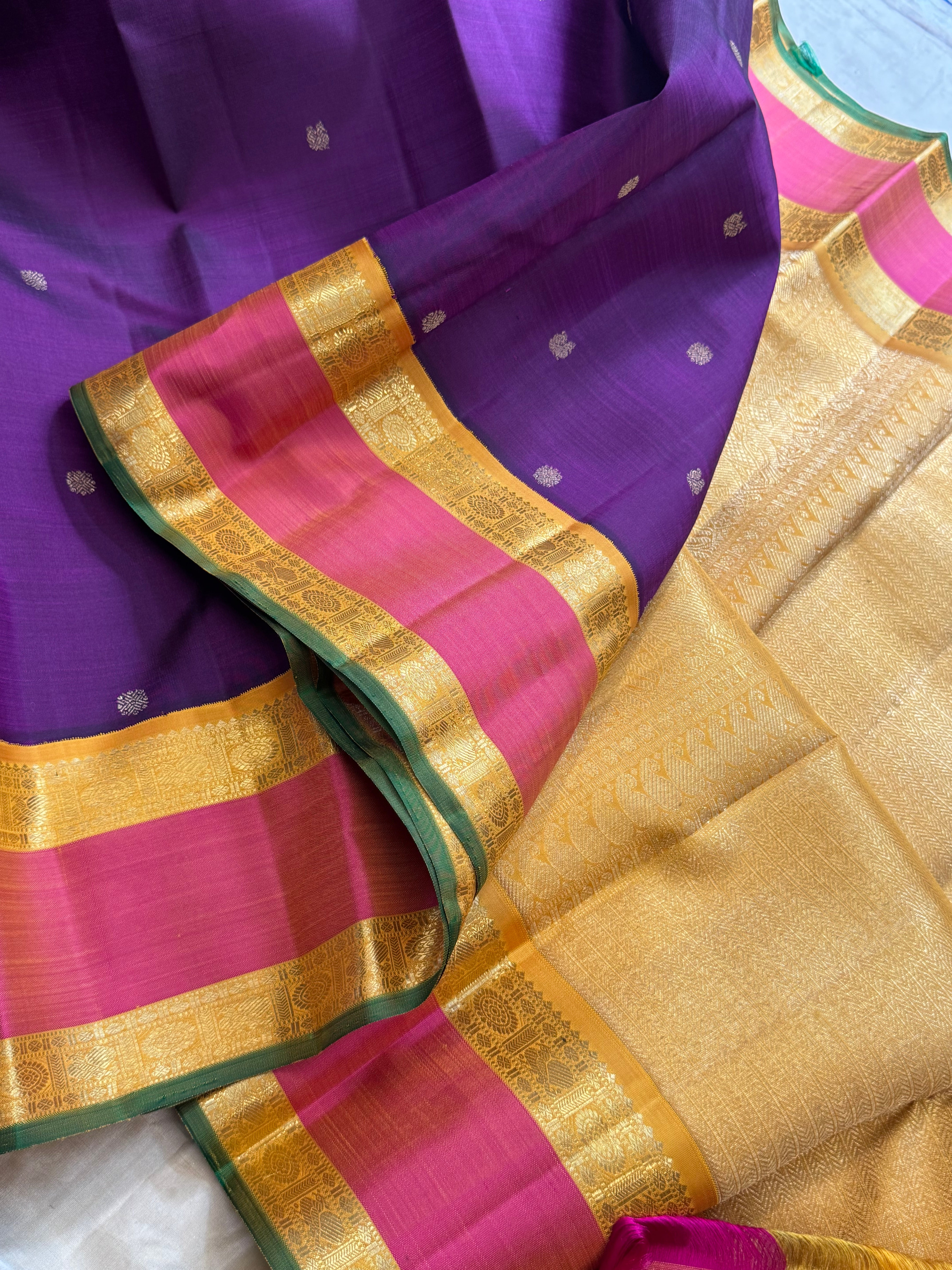 Purple retta pet  Korvai / Kanjipuram silk