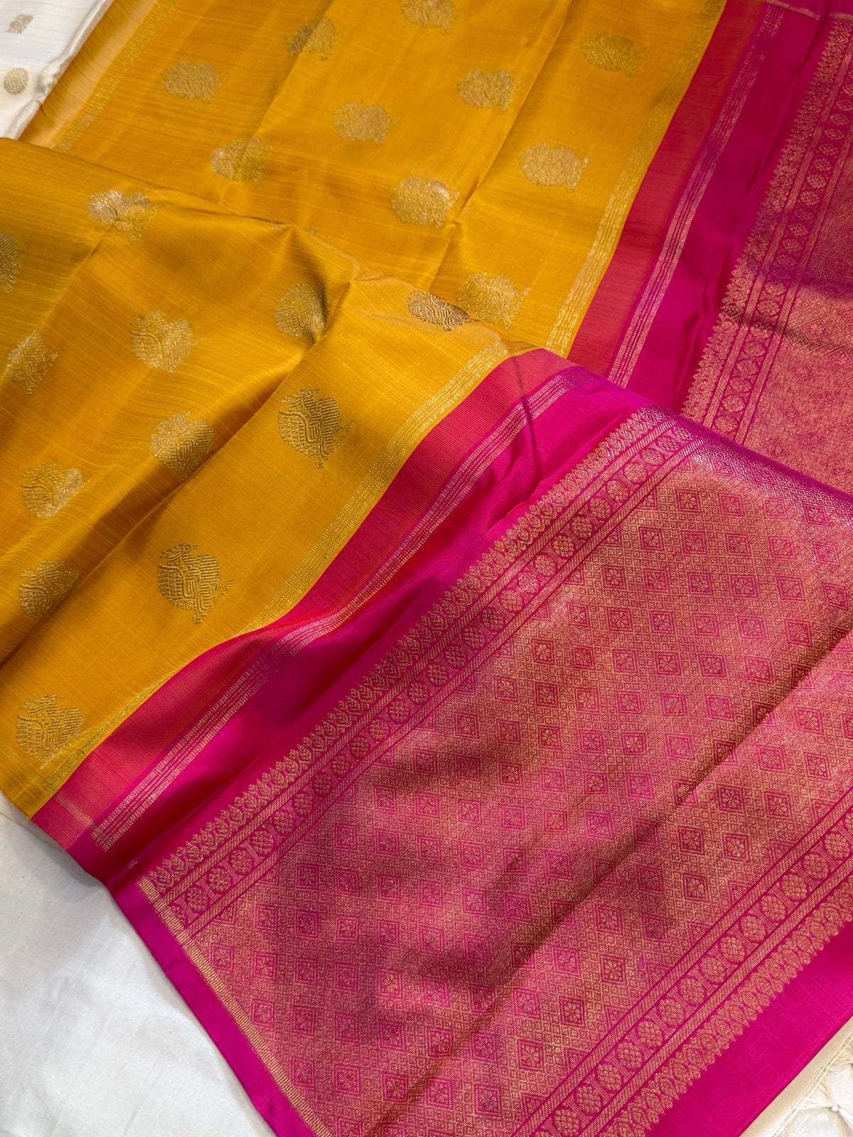 Offwhite double pallu borderless / Kanjipuram silk CLSA12811