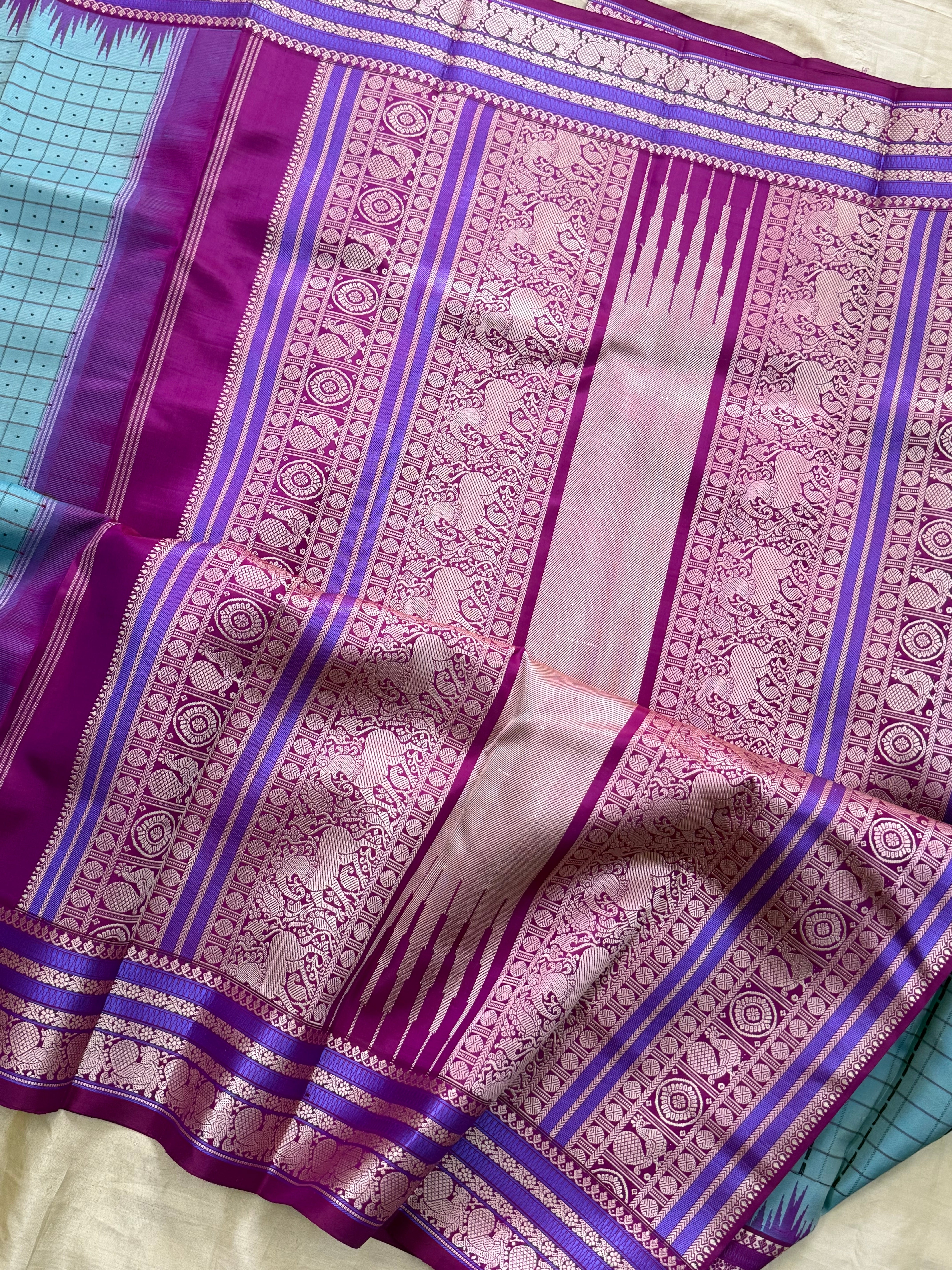 Blue Laksham Butta with temple border/special edition CLSA10478