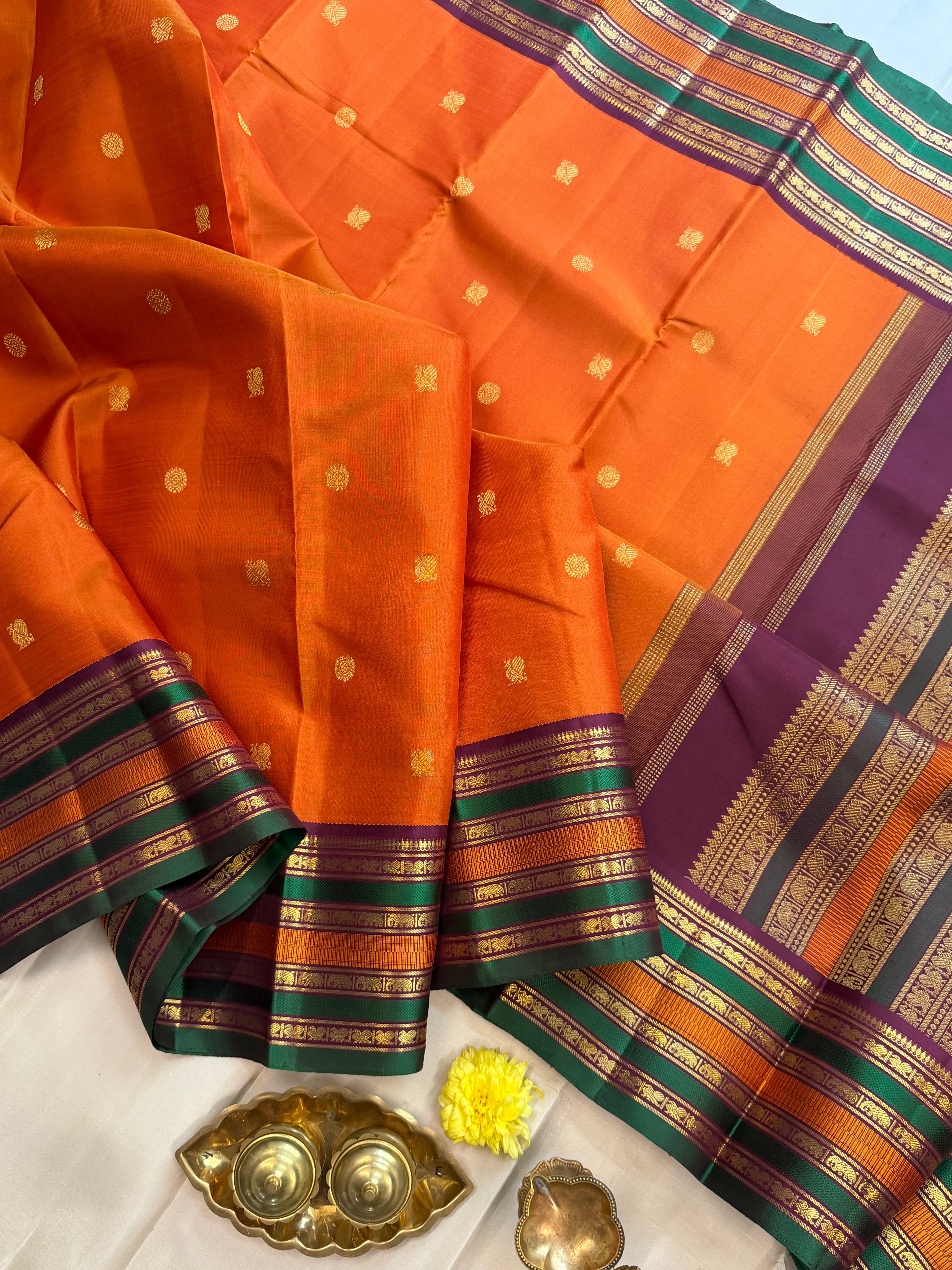 Korvai Varamahalakshmi edit : Rust varisapet  Korvai Kanjipuram silk saree