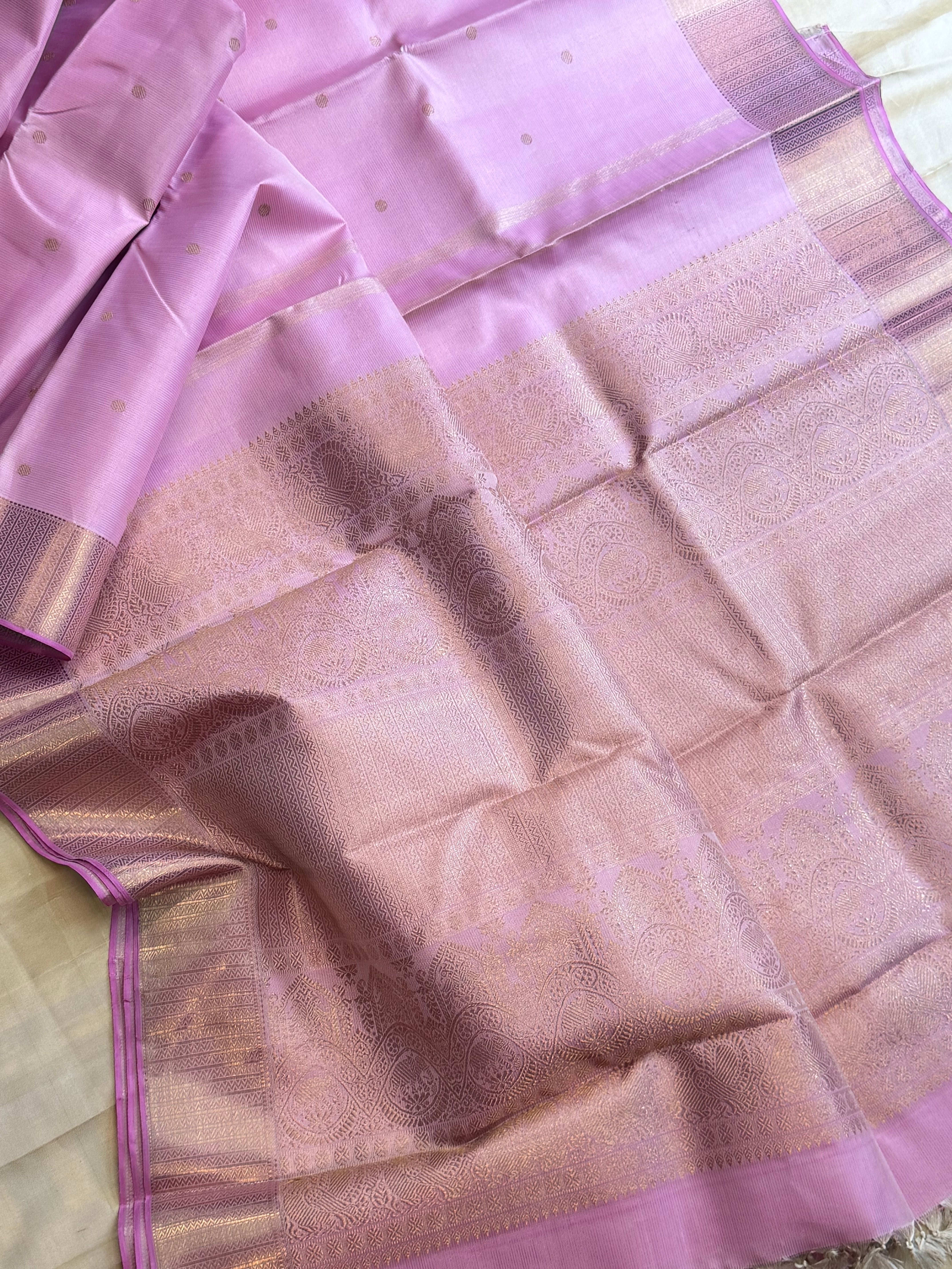 Light pastel pink  Vairaoosi / pure Zari Kanjipuram silk