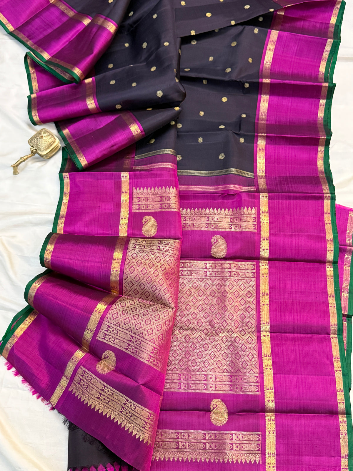 Kanchana colour Rettapet border pure Zari / kanjipuram silk saree clsa 11312