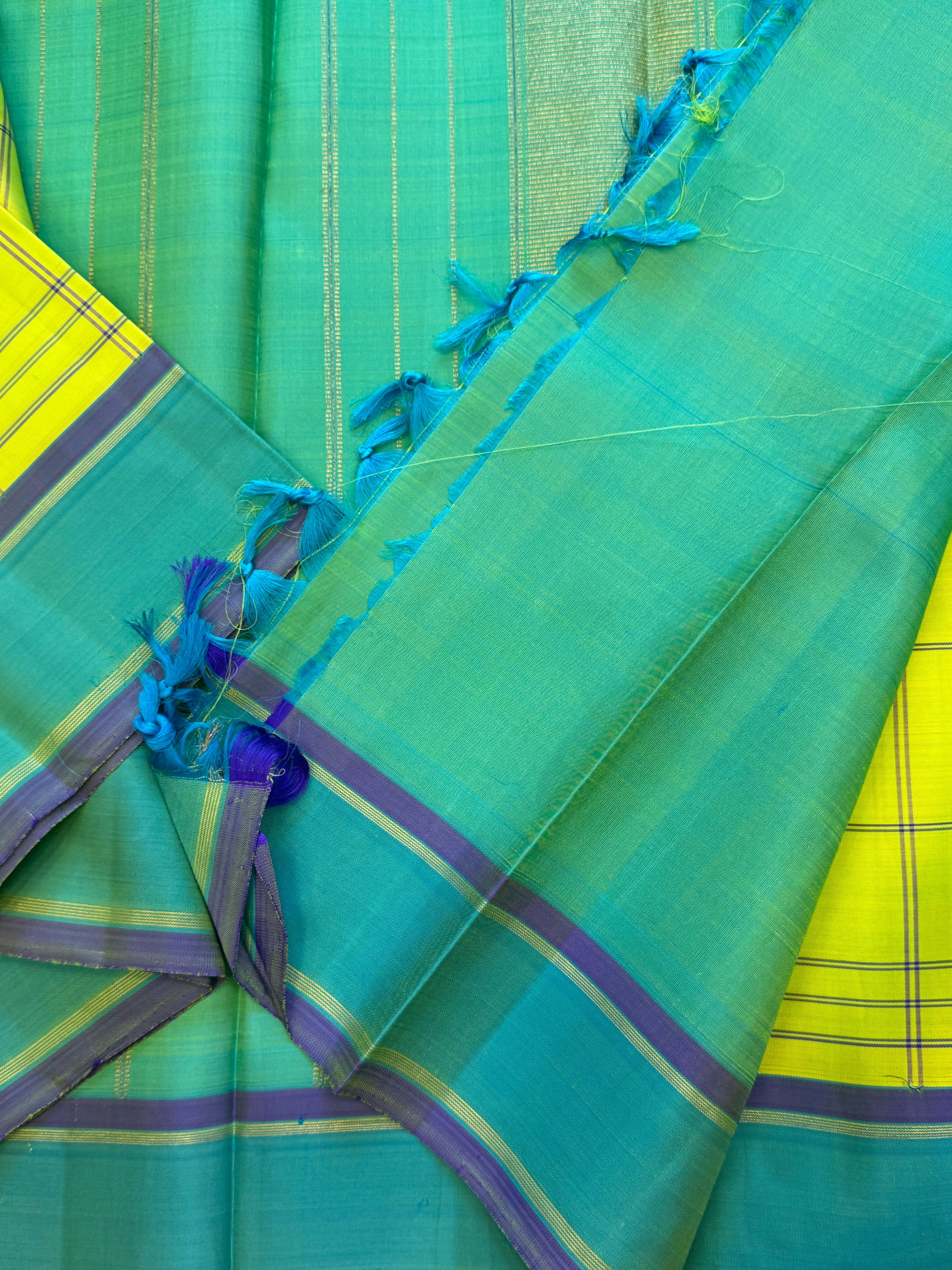 Lime green kattam   - clearance sale / kanjipuram silk