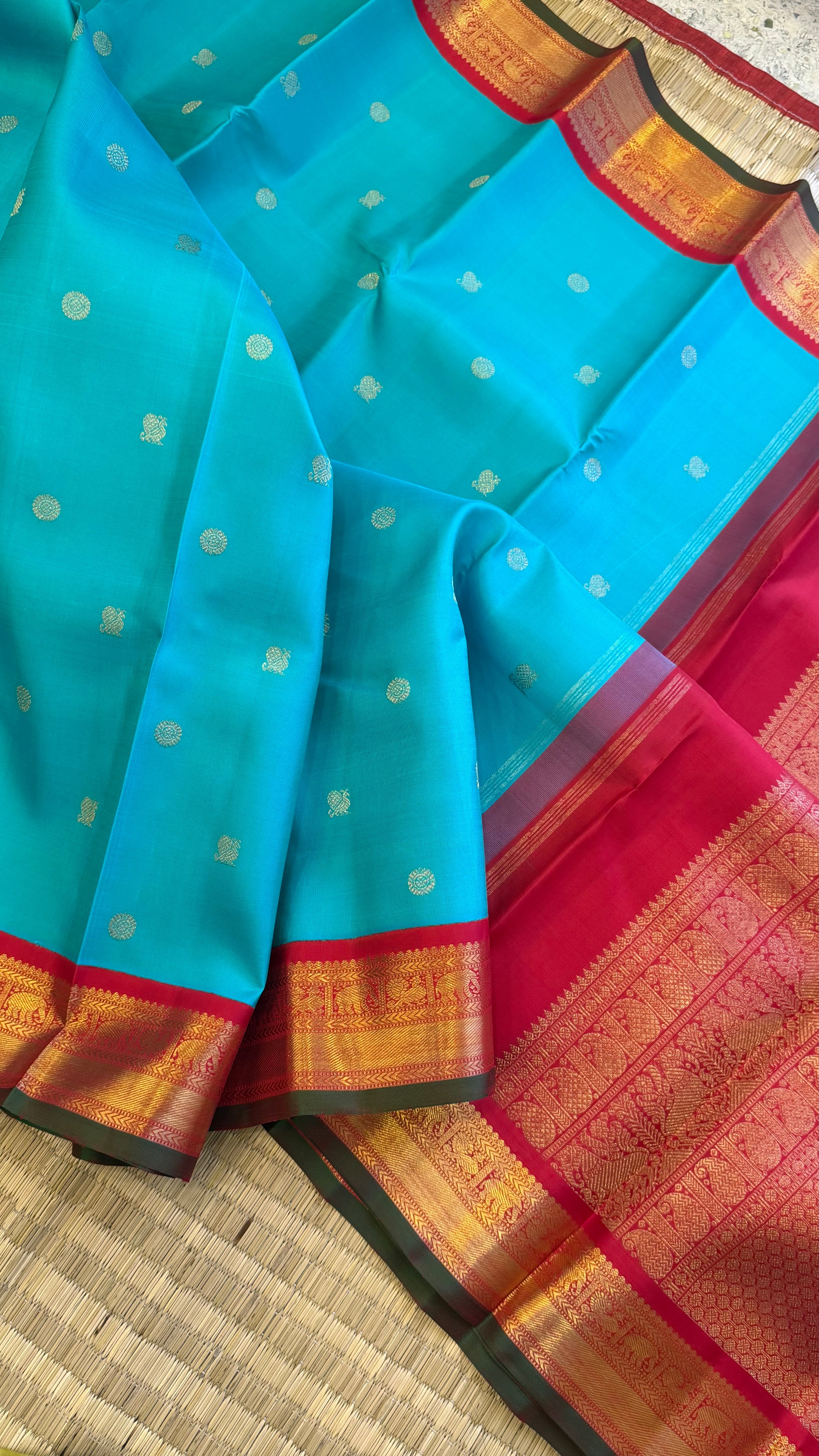 Sea blue Kai Korvai / Kanjipuram silk