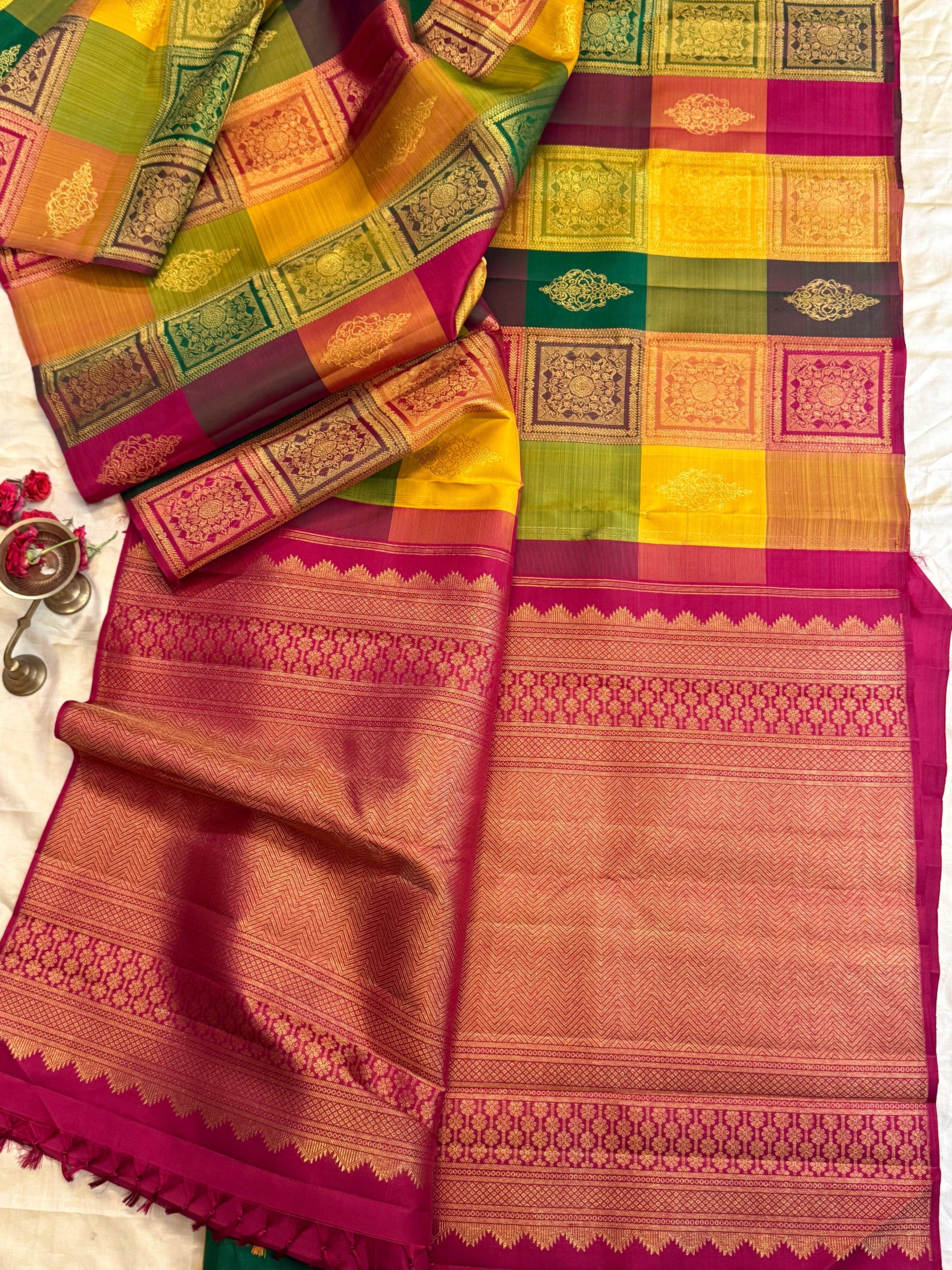 Paalum pazhamum boomkai pattern/ Kanjipuram silk