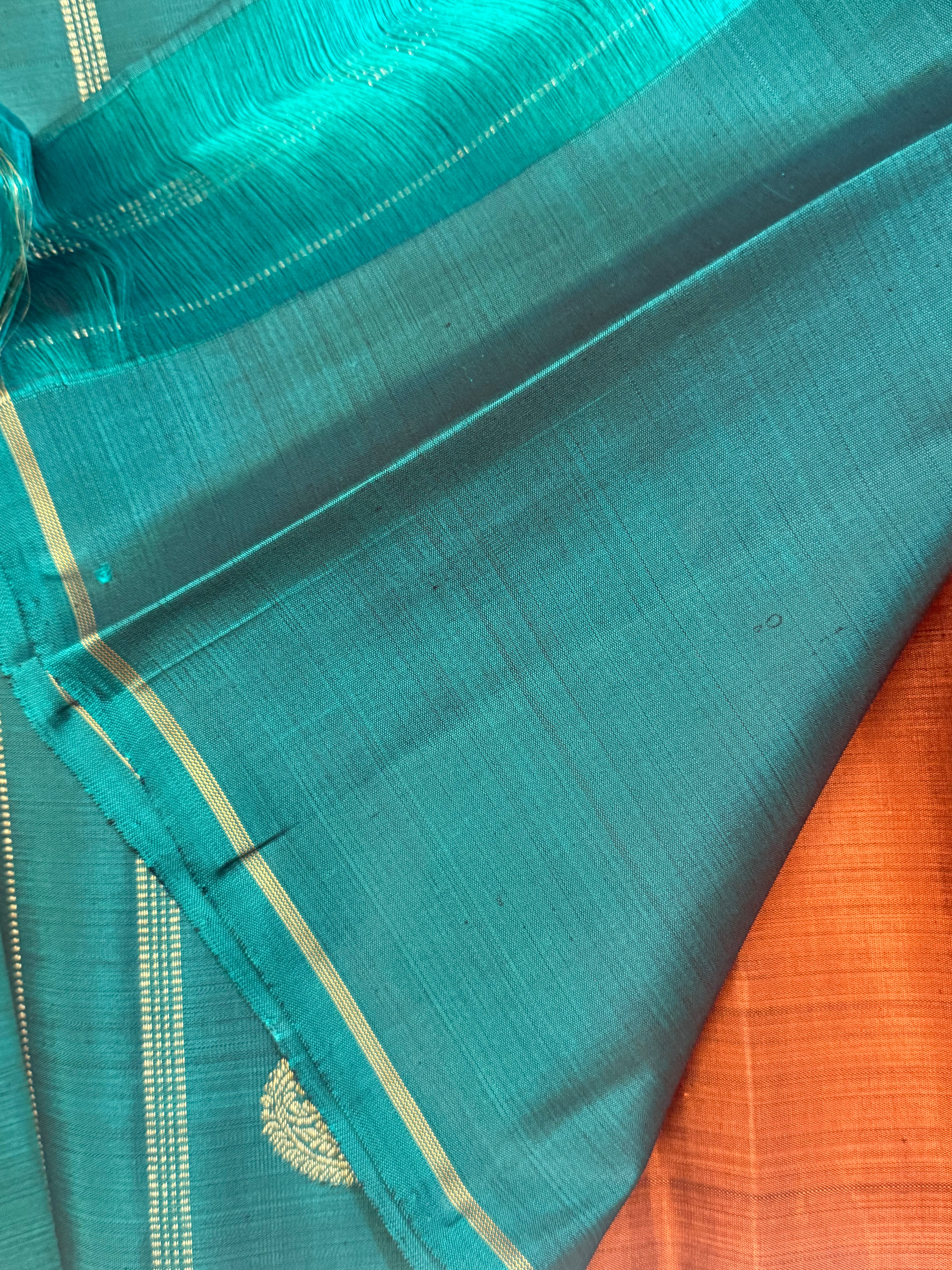 Rust orange Dear Butta / border less kanjipuram silk saree CLSA10094