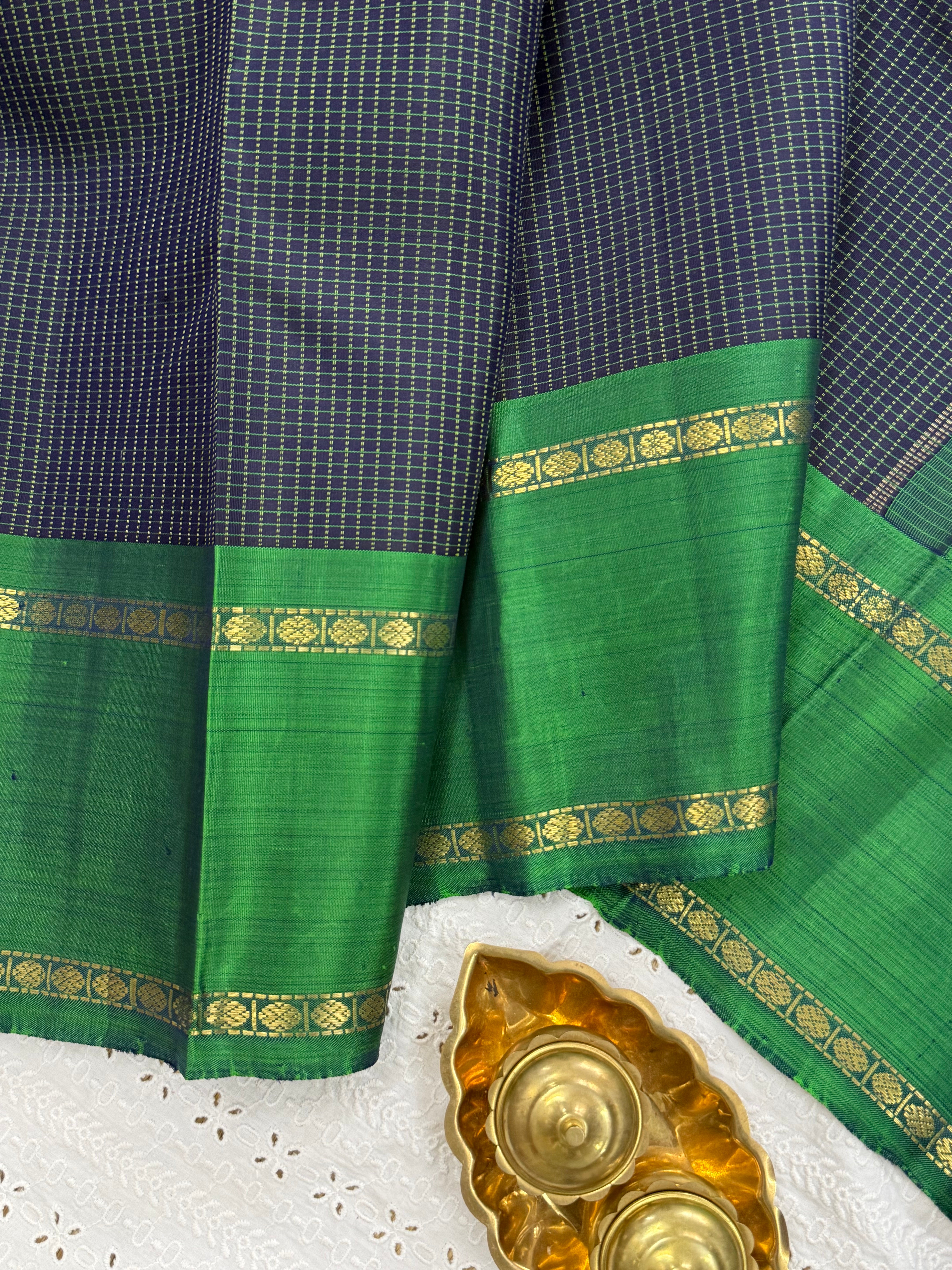 DARK BLUE KATTAM RETTAPET BORDER /KANJIPURAM SILK SAREE CLSA9003