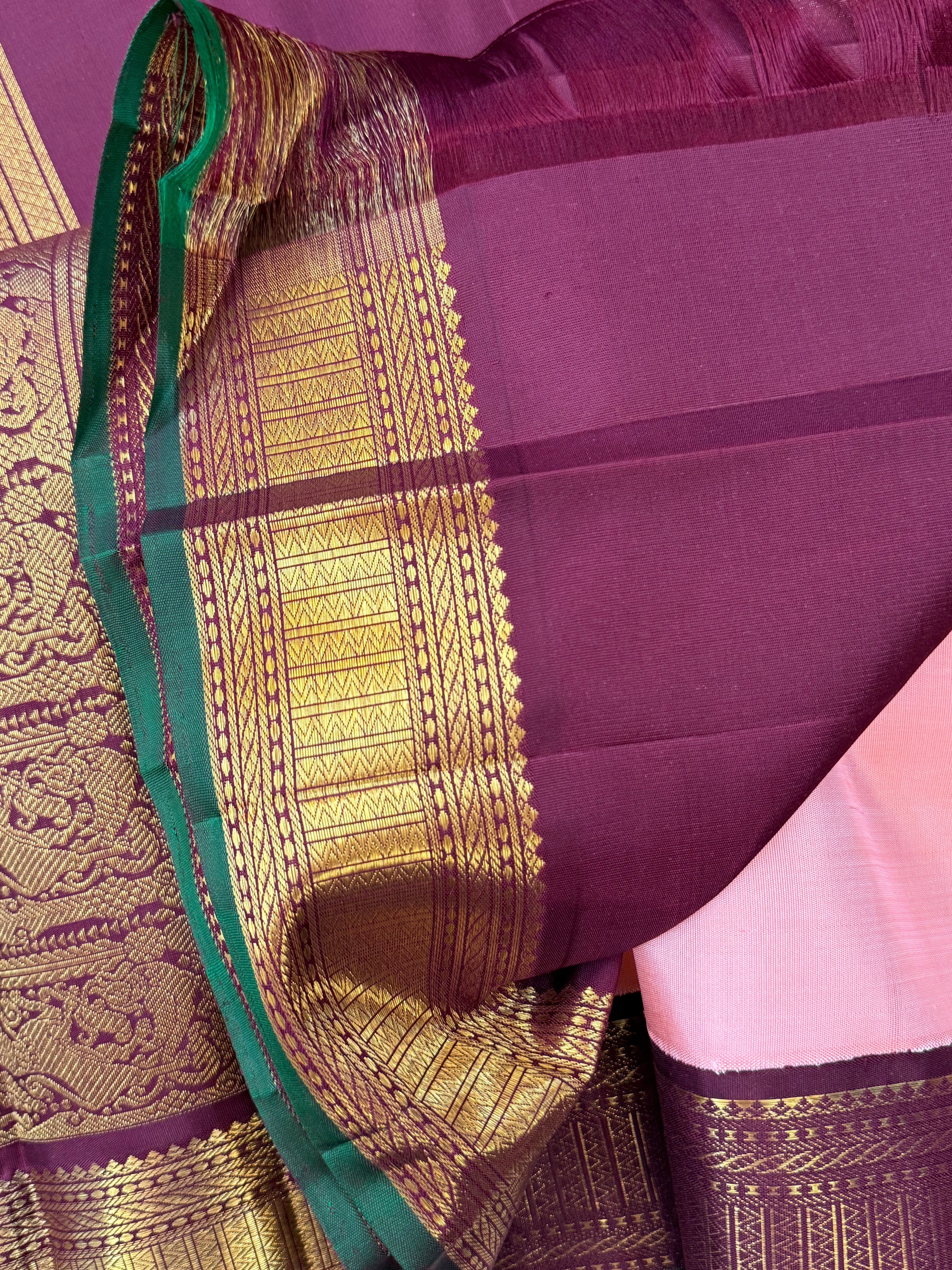 PEACH PINK WITH V PAKKU KORVAI/ KANJIPURAM SILK CLSA 10017