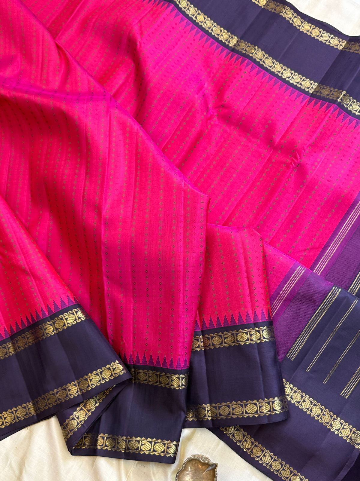 Pink Rettapet body plus butta Korvai / kanjipuram silk saree clsa 11633