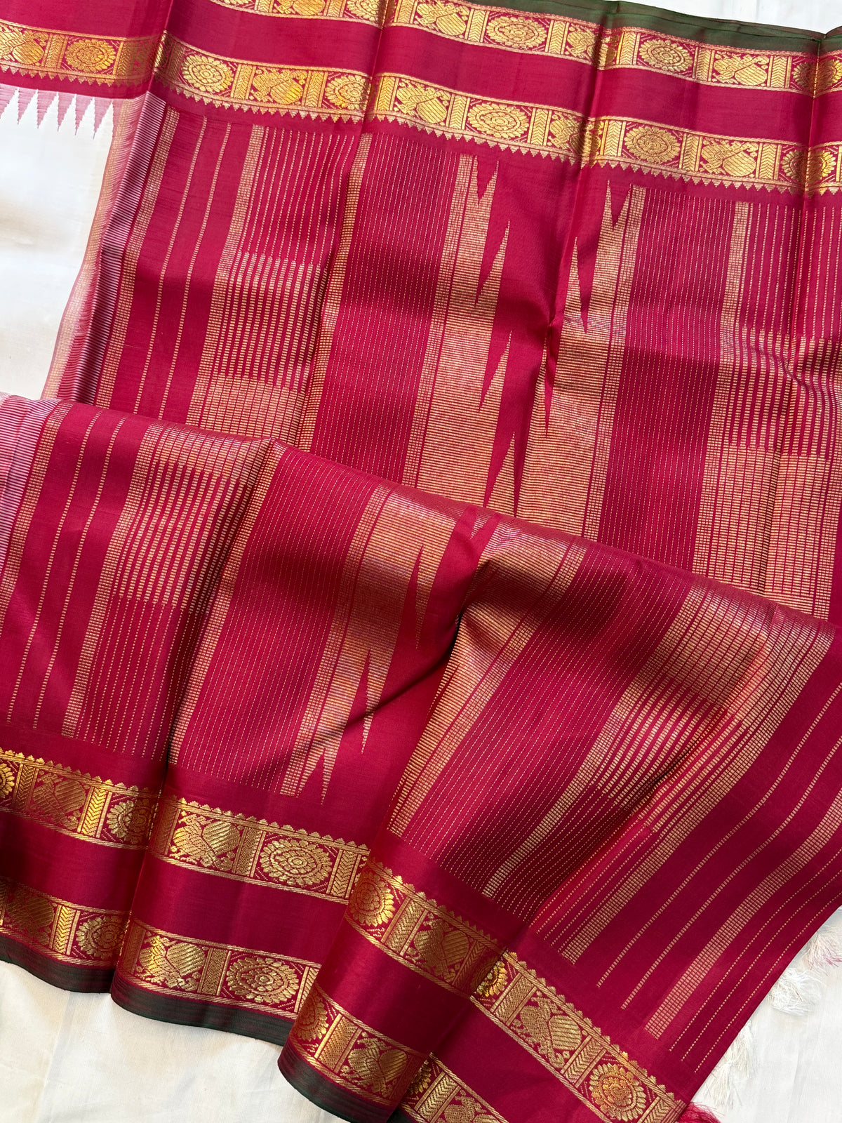 Off white with Rettapet Korvai / kanjipuram silk saree clsa 6309