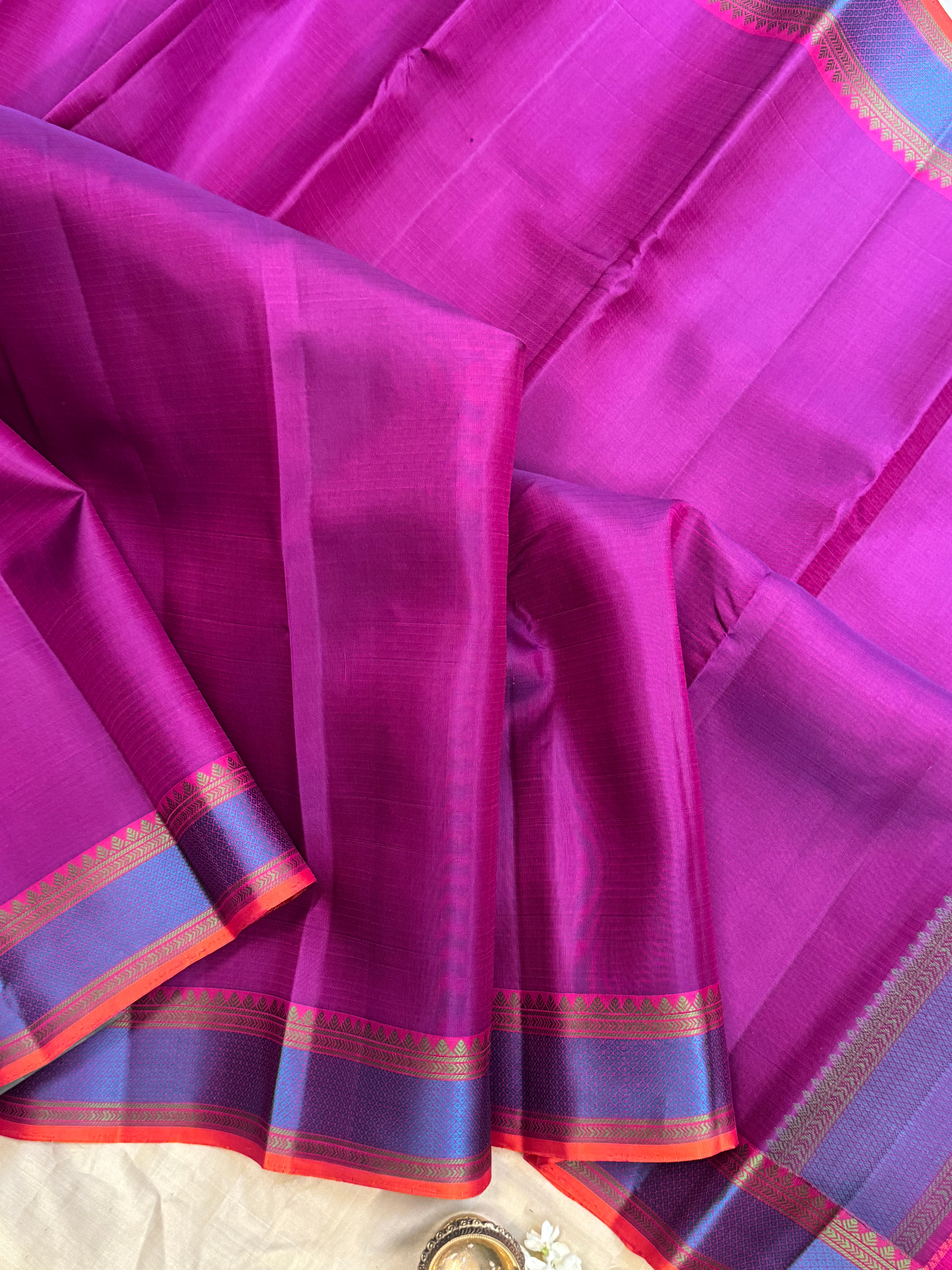 Vadamalli pink small border/ Varnangal soft silk