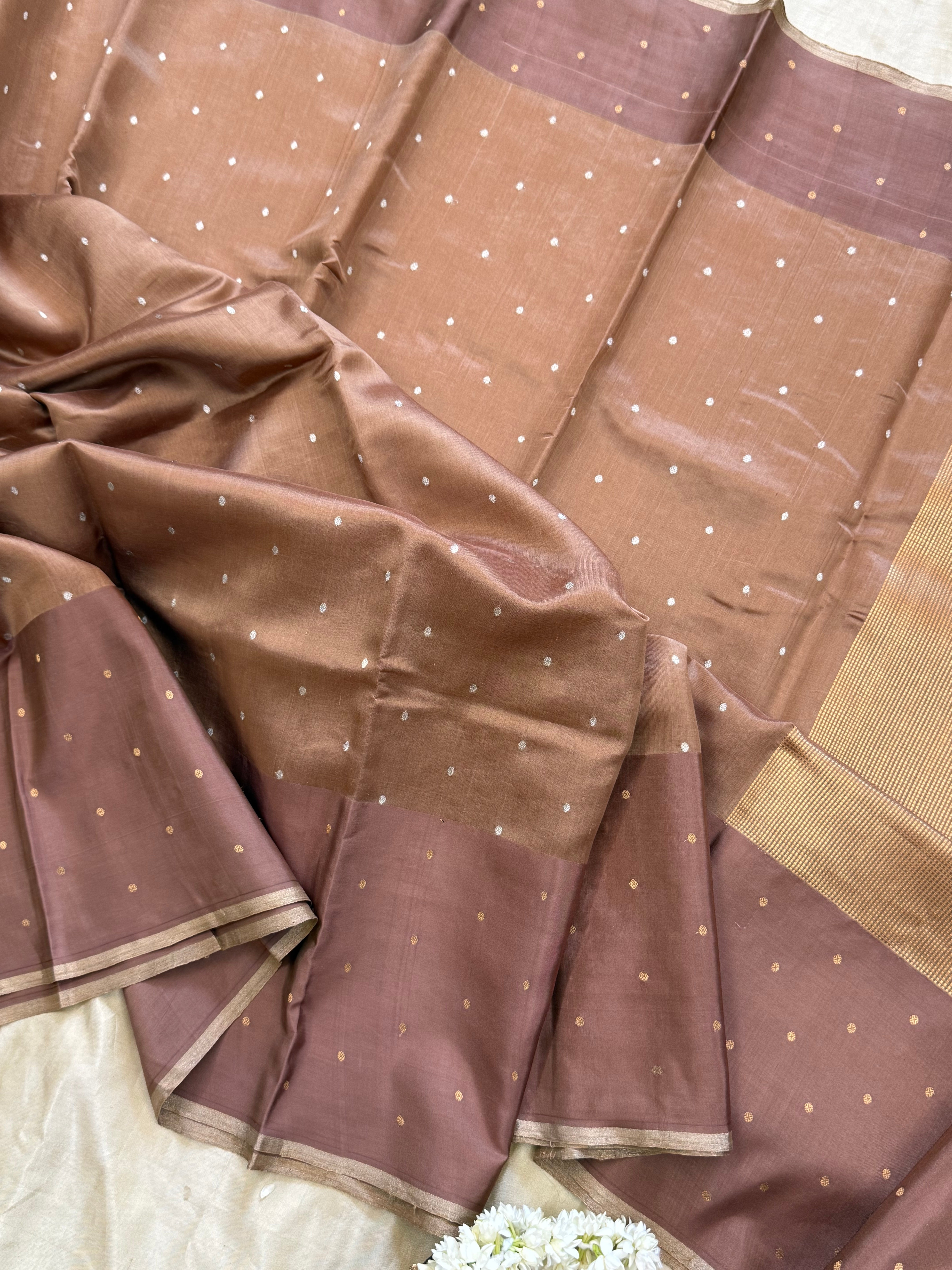 Lite brown small border/Chanderi silk CLSA10880