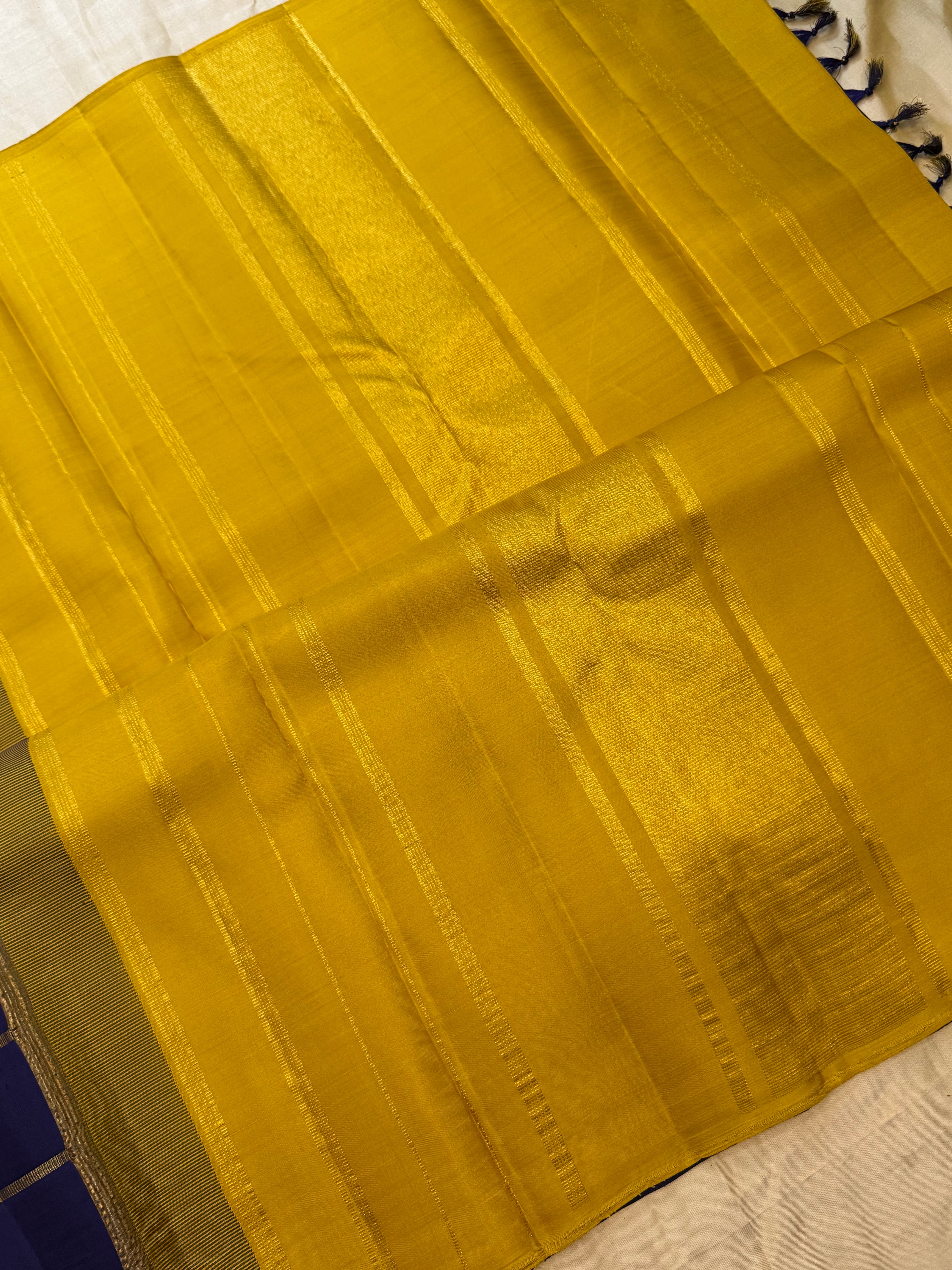 Blue and yellow stripes / Arani silk