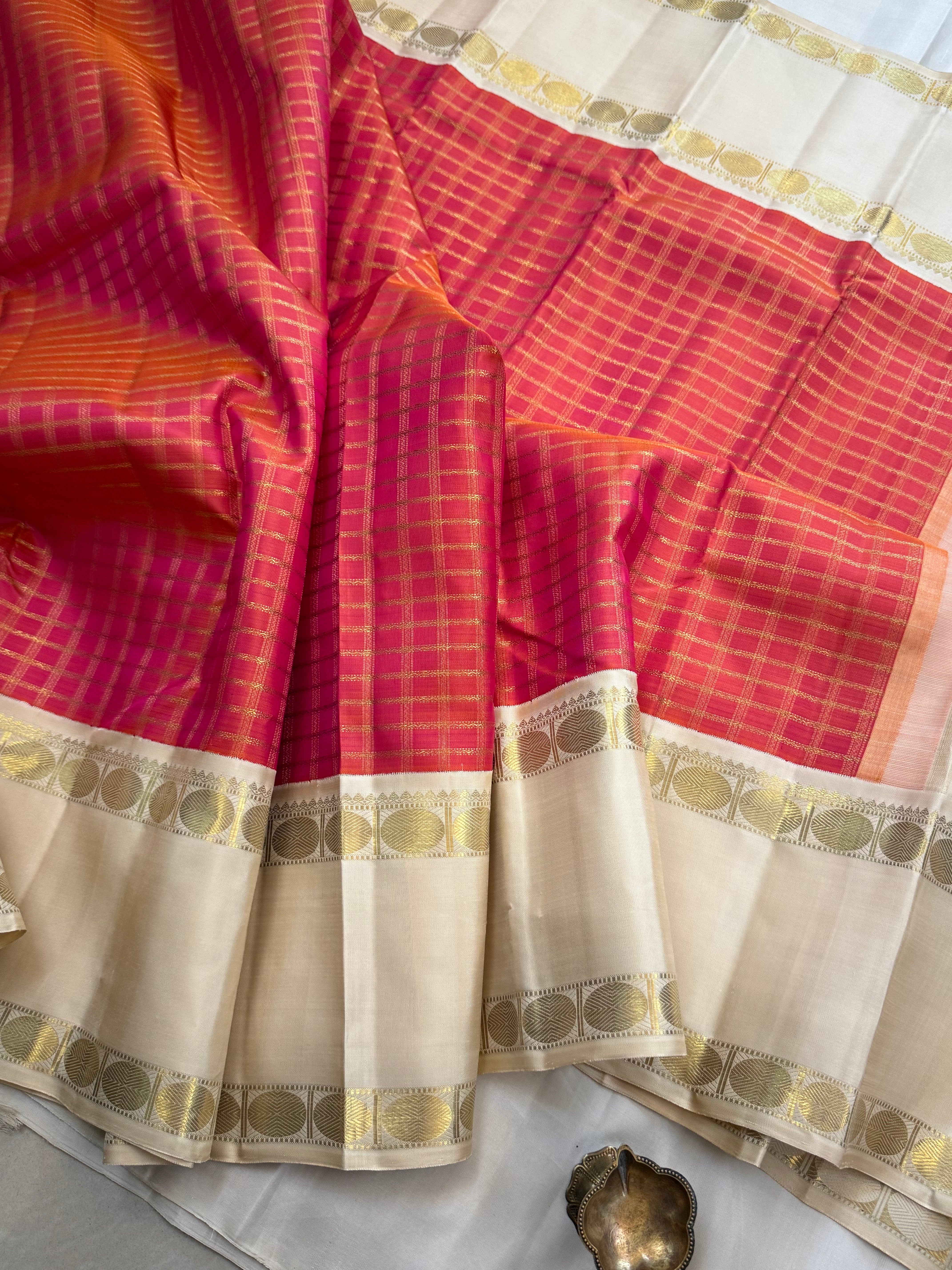 Zari Kattam Kai korvai retta pet / kanjipuram silk CLSA9875
