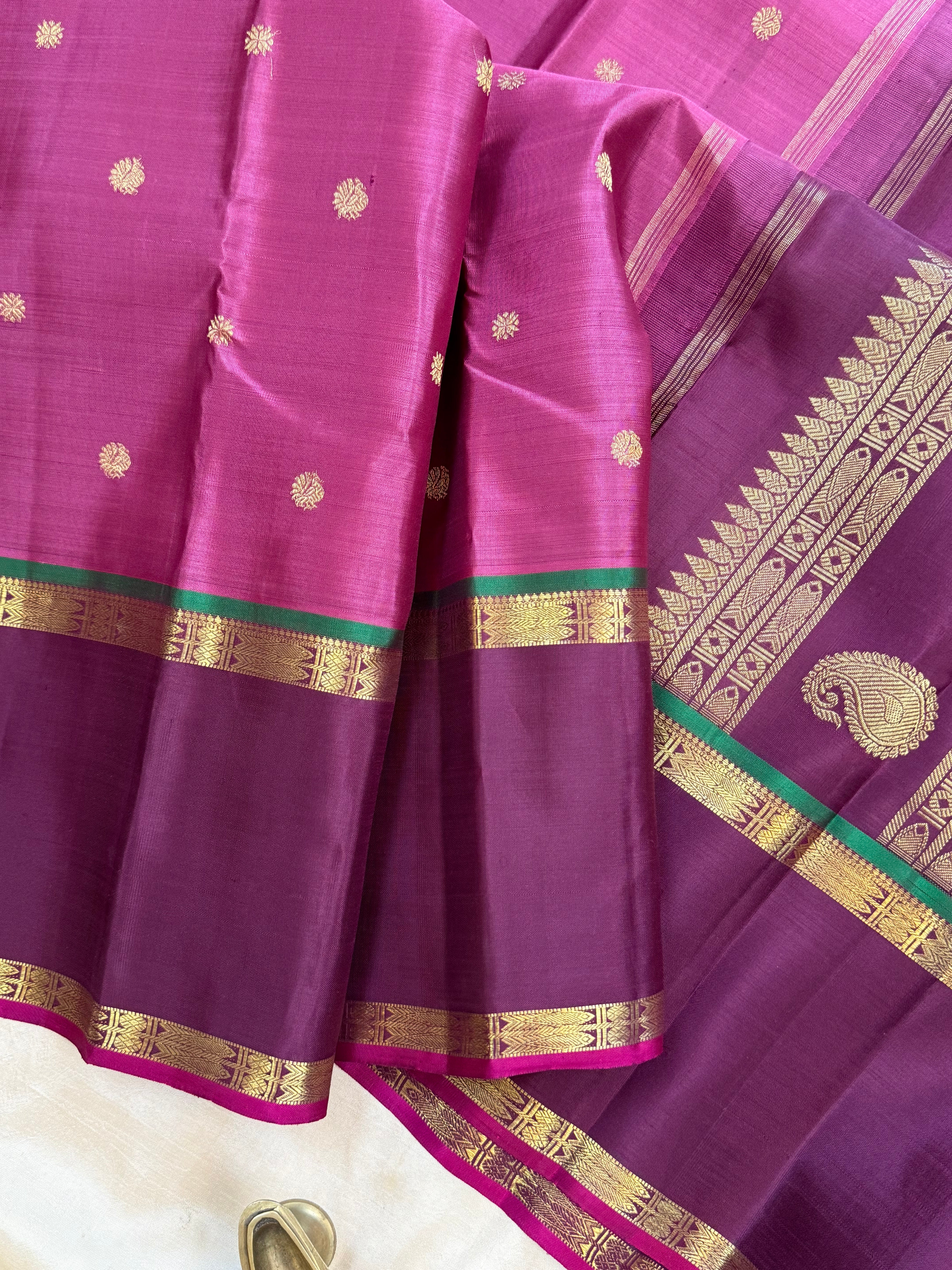 Geva with brown border / kanjipuram silk