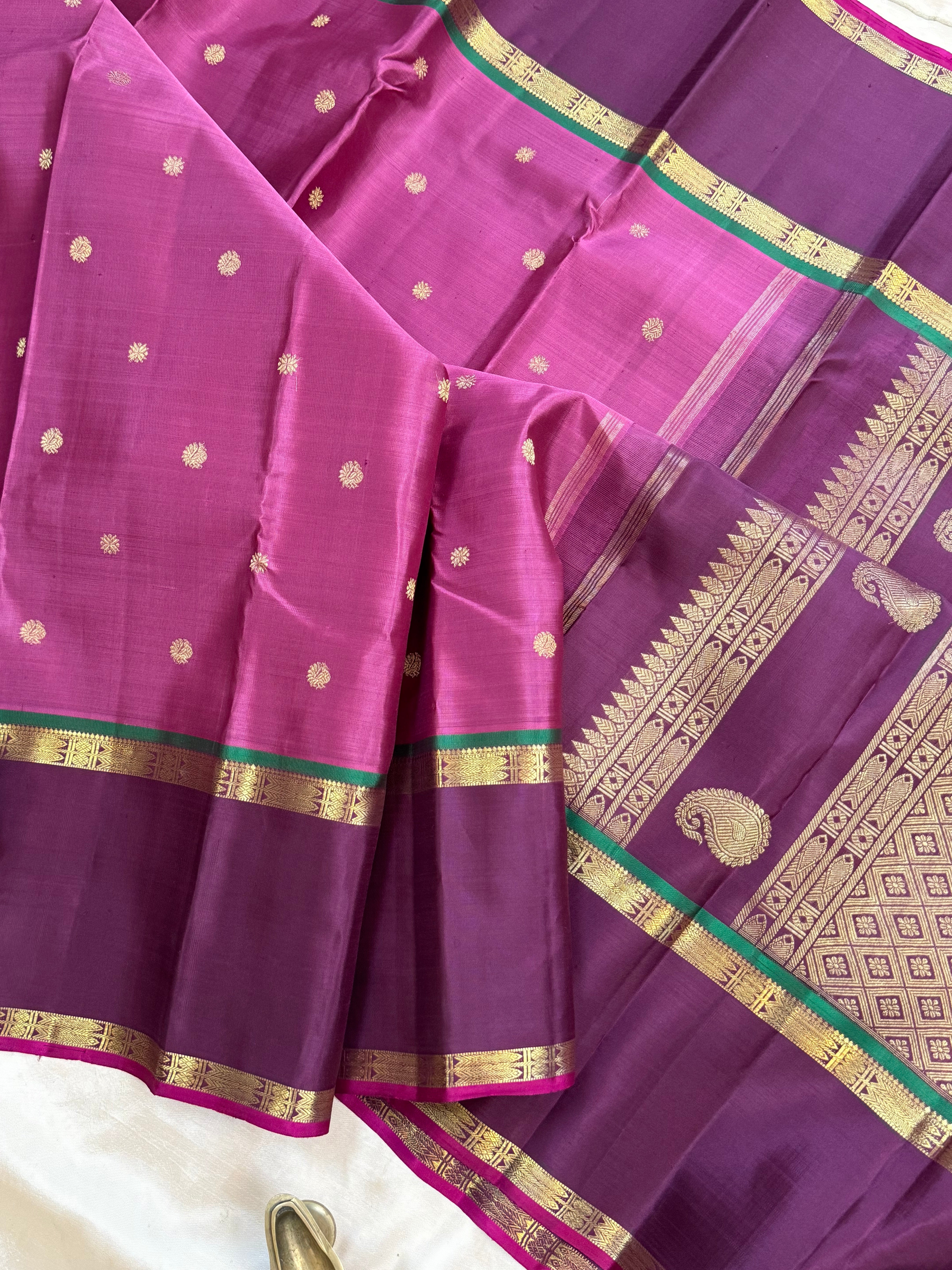 Geva with brown border / kanjipuram silk