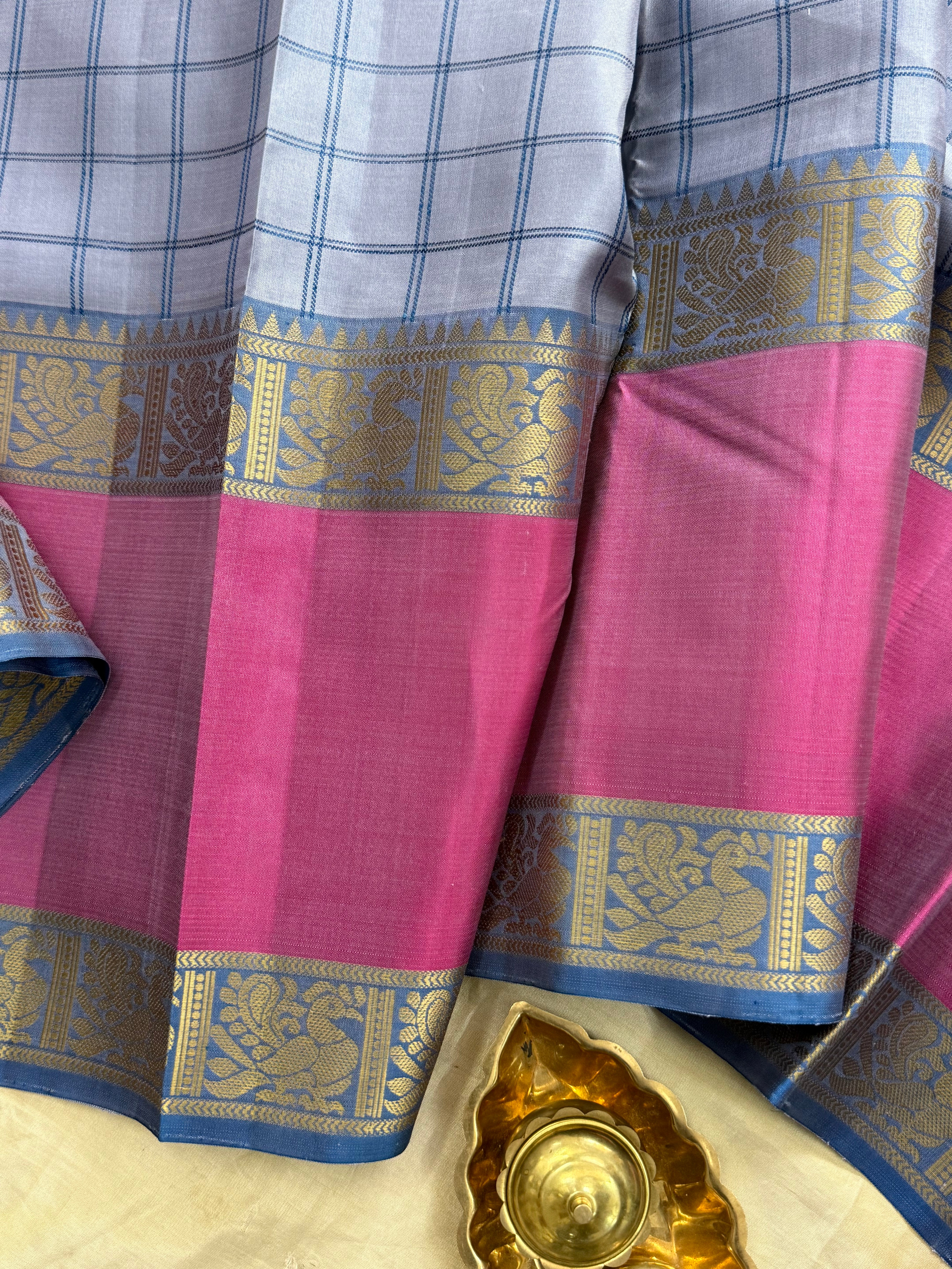 Grey kattam long border / Varnangal Soft Silk CL8755