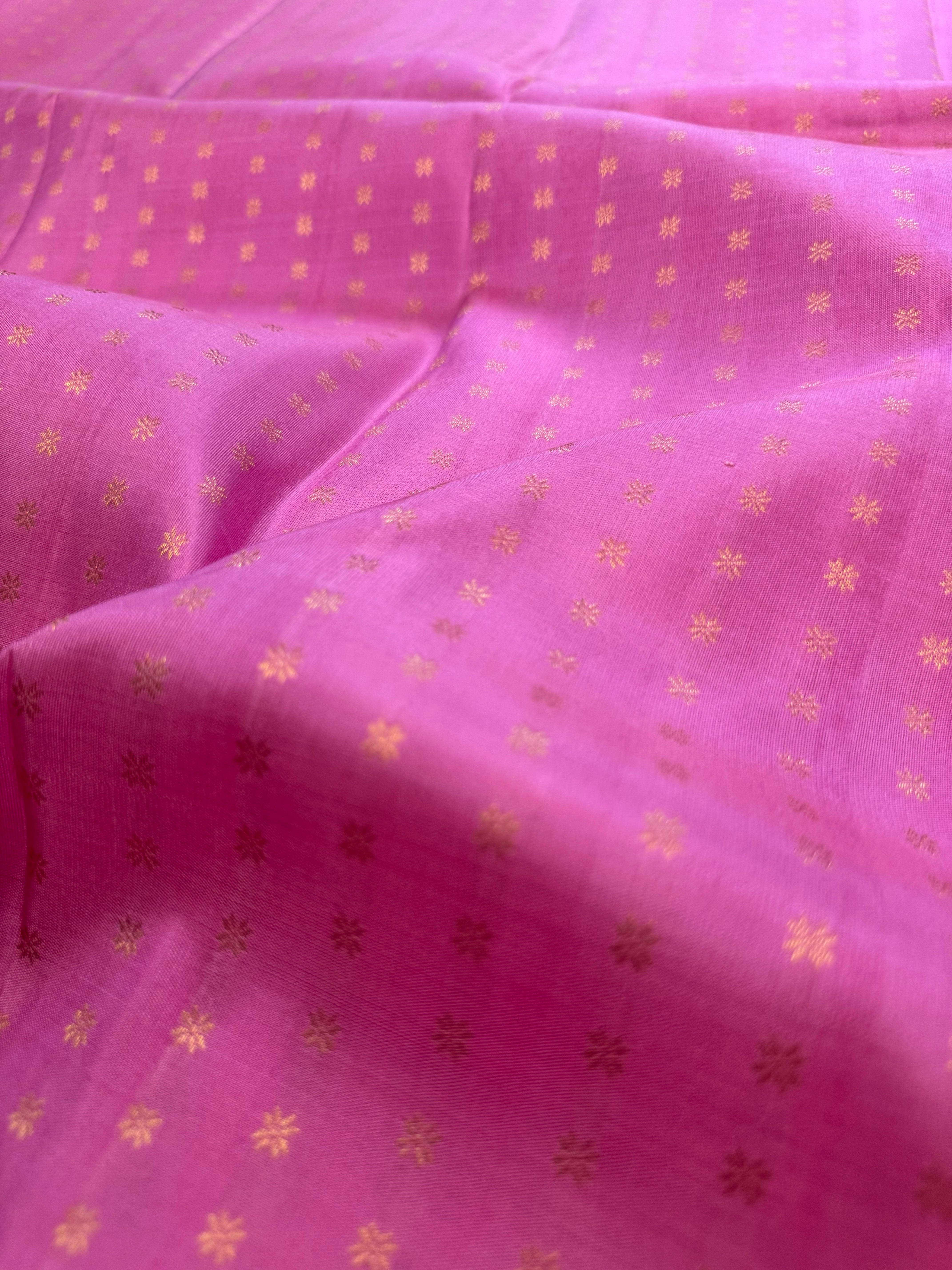 Pink zari butta / Kanjivaram blouse fabric (per metre)