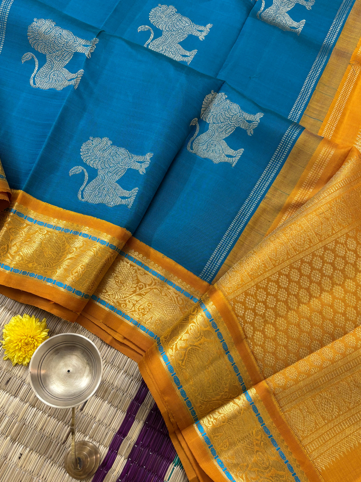 Ganga Jamuna unique double Palla Korvai kanjipuram pure zari/kajipuram silk saree clsa 9982