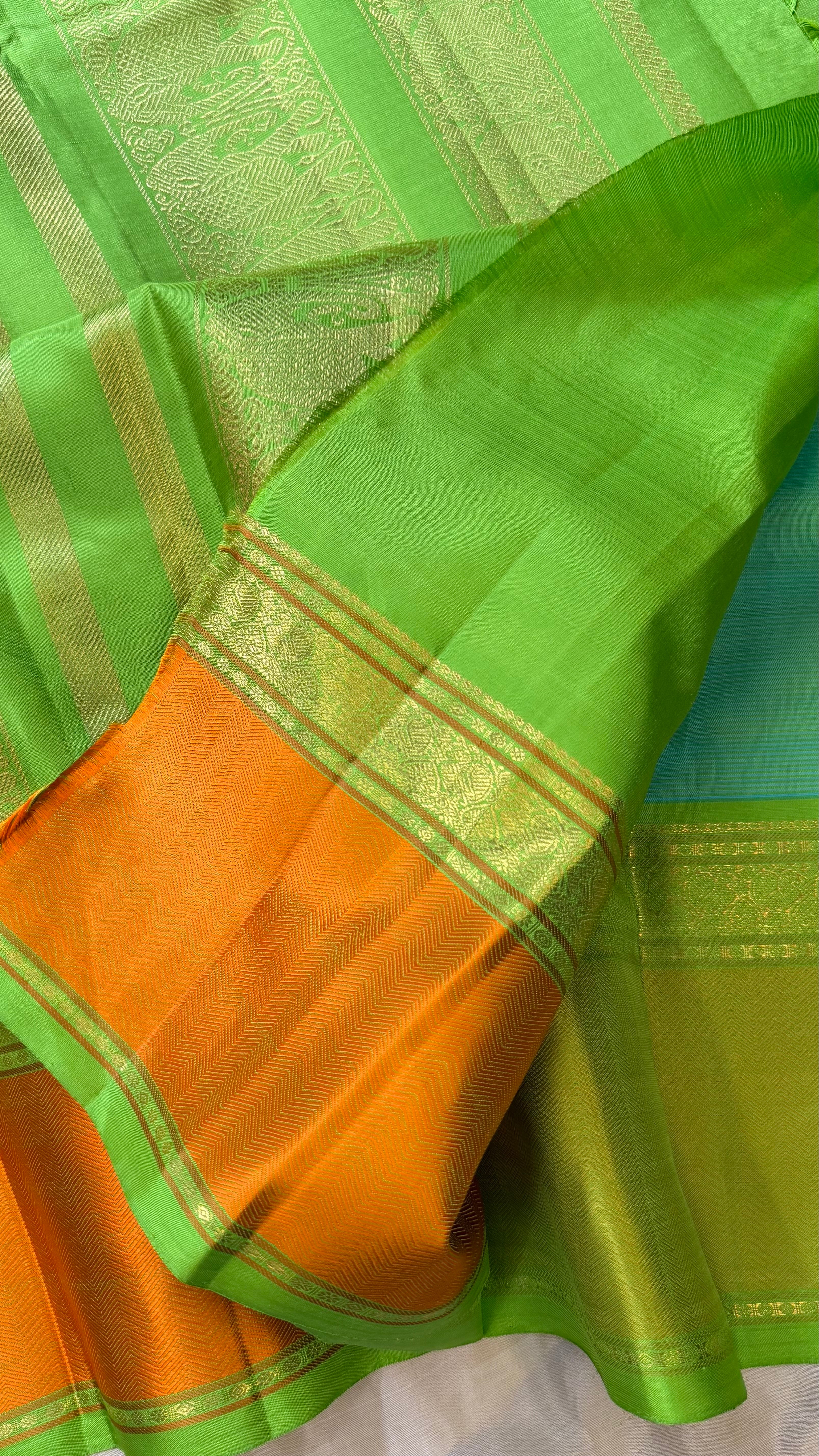 Master weaver - Green shot parrot green / Kanjipuram Silk
