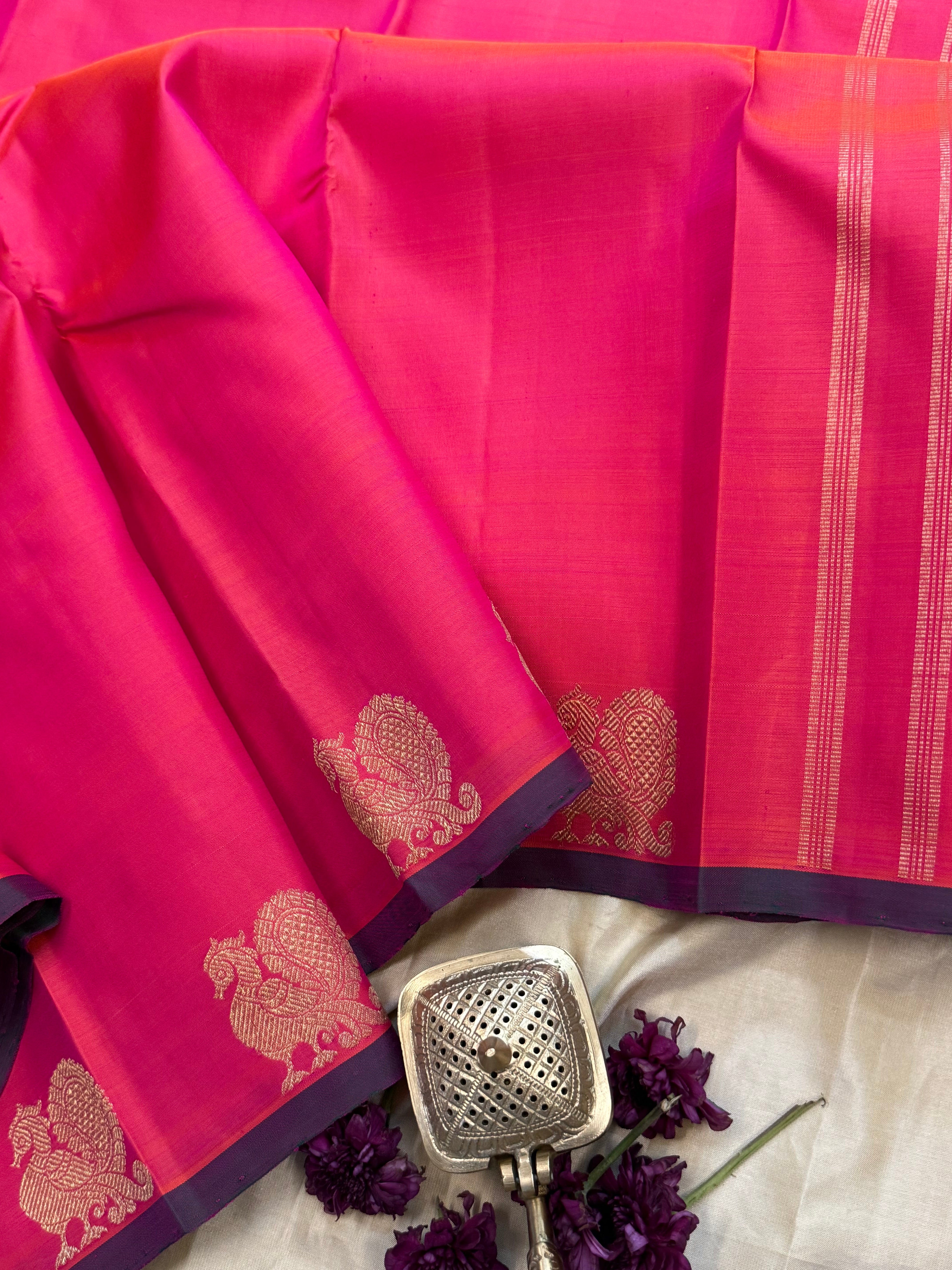 Kangambaram border annam butta borderless / Kanjipuram silk