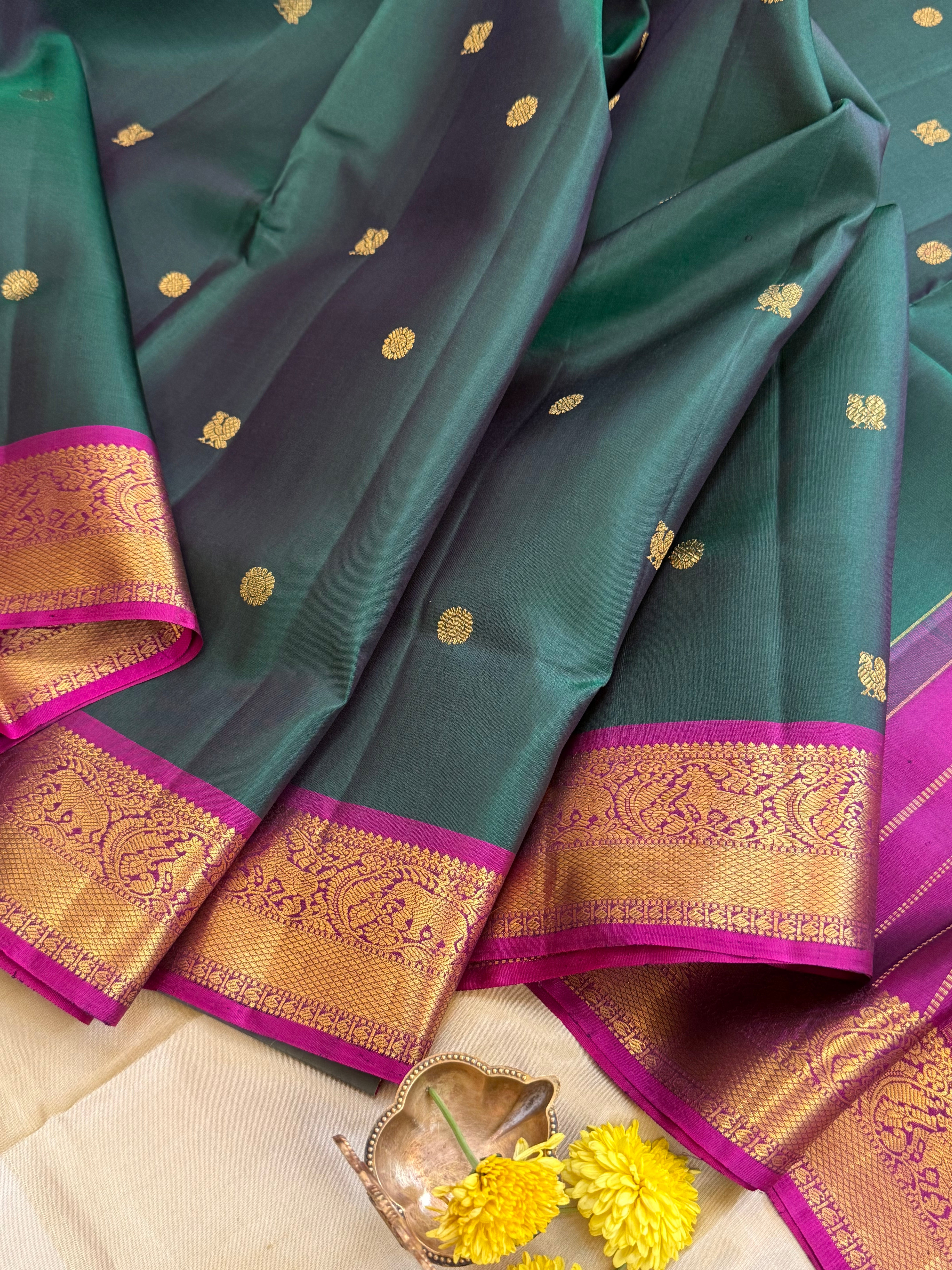 10 YARDS SEMI CONTRAST / KANJIPURAM SILK SAREE CLSA 10568