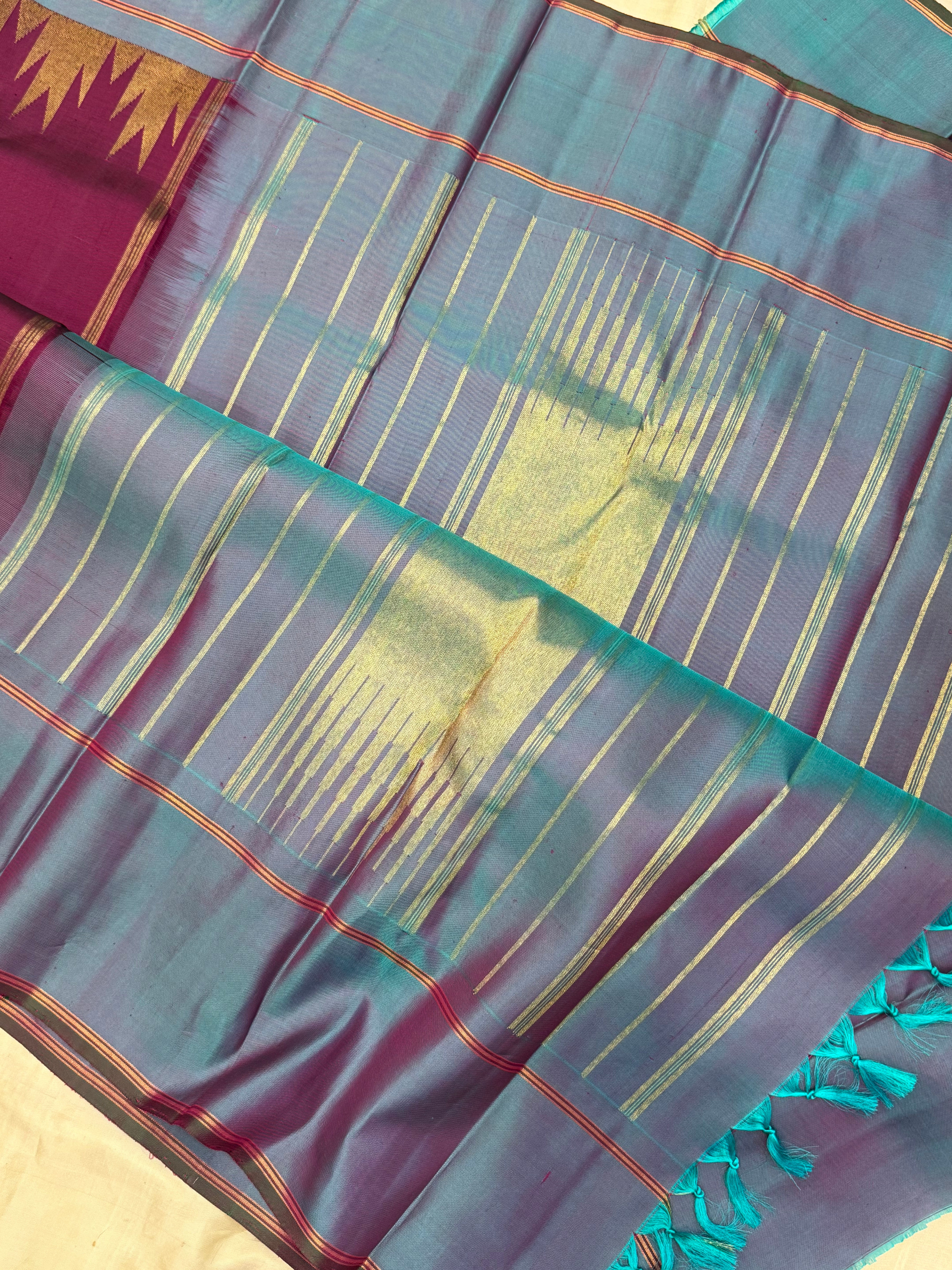 Magenta body with temple retta pet border/ kanjipuram silk saree CLSA10721