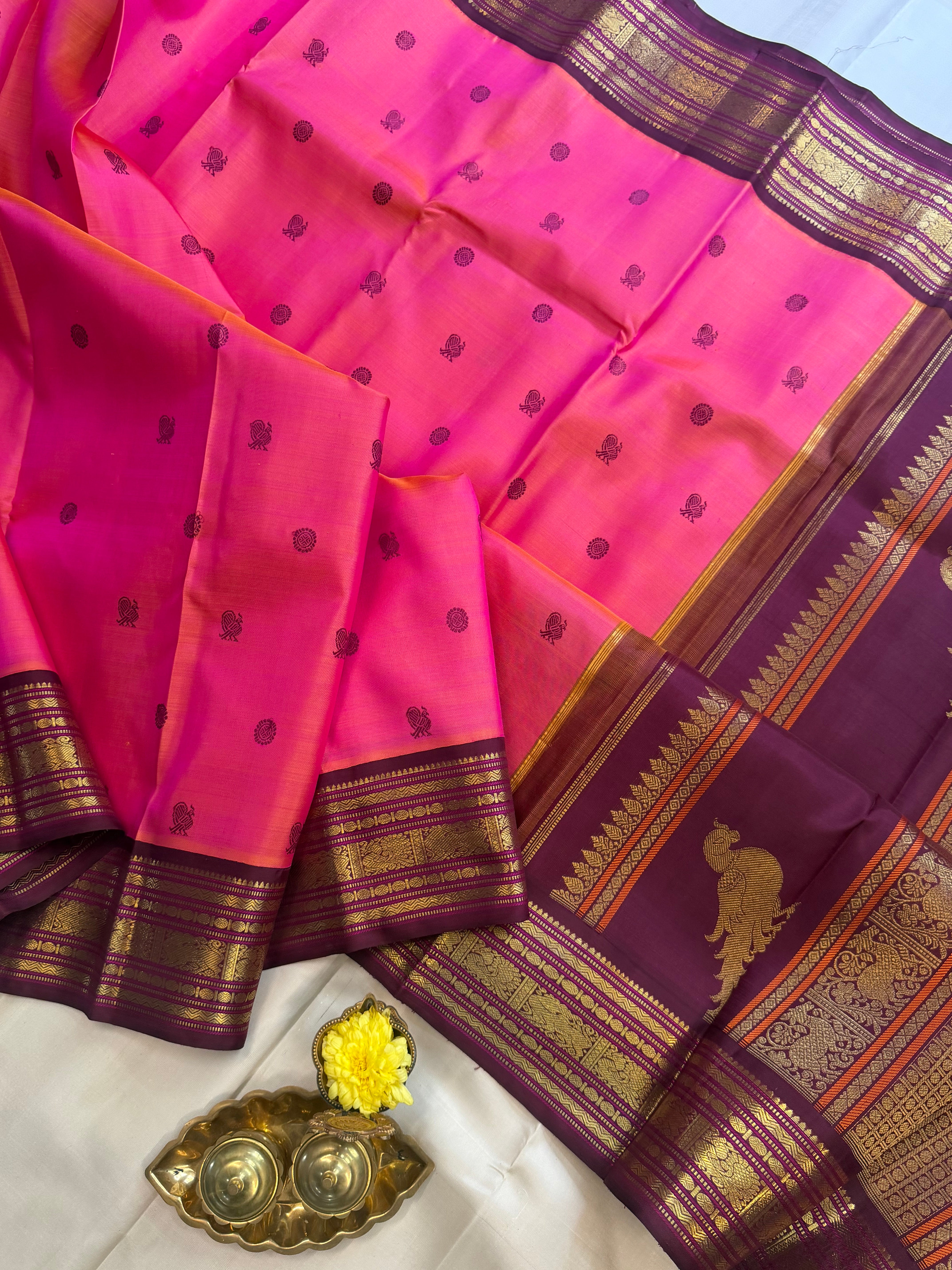 Korvai Varamahalakshmi edit : Peachsih pink  Annam   Korvai Kanjipuram silk saree
