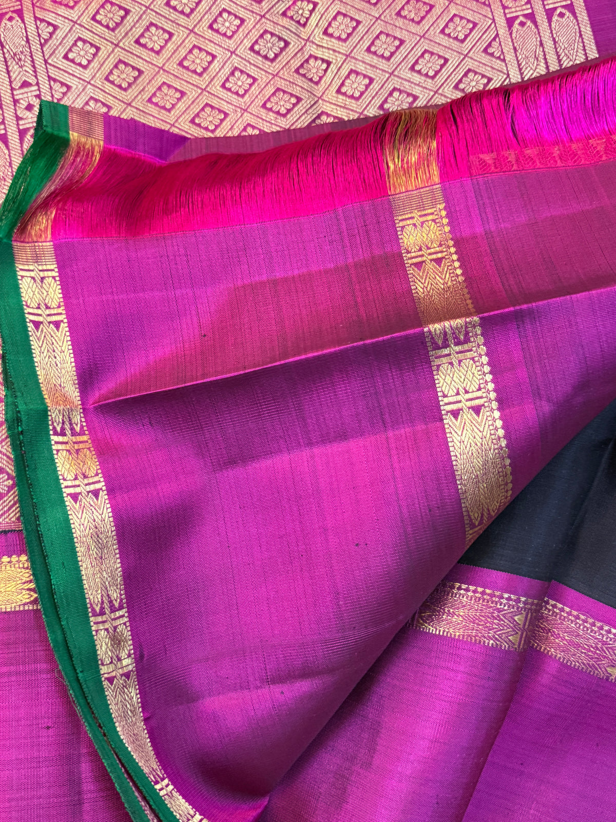 Kanchana colour Rettapet border pure Zari / kanjipuram silk saree clsa 11312