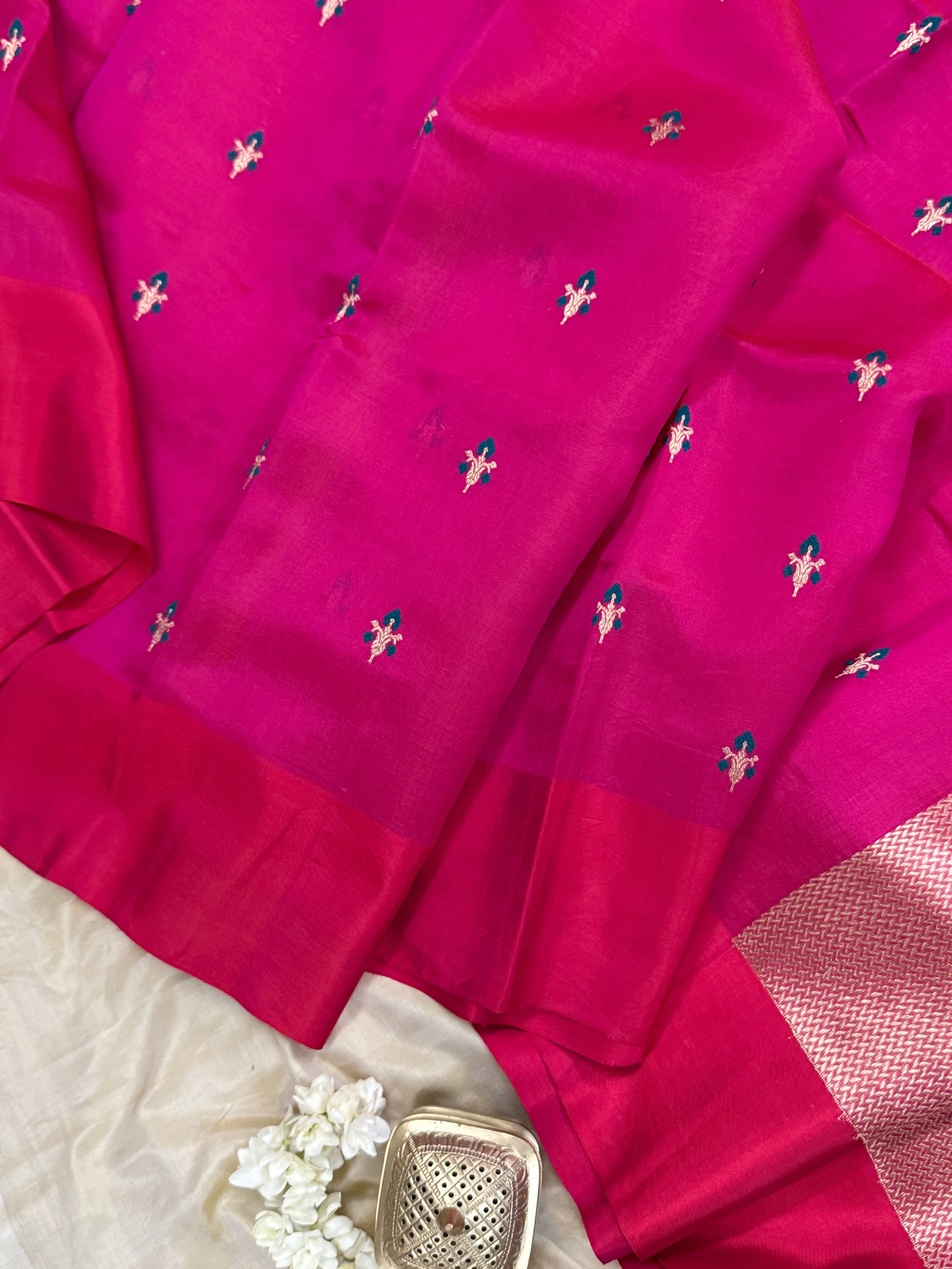 Pink floral / Chanderi Silk