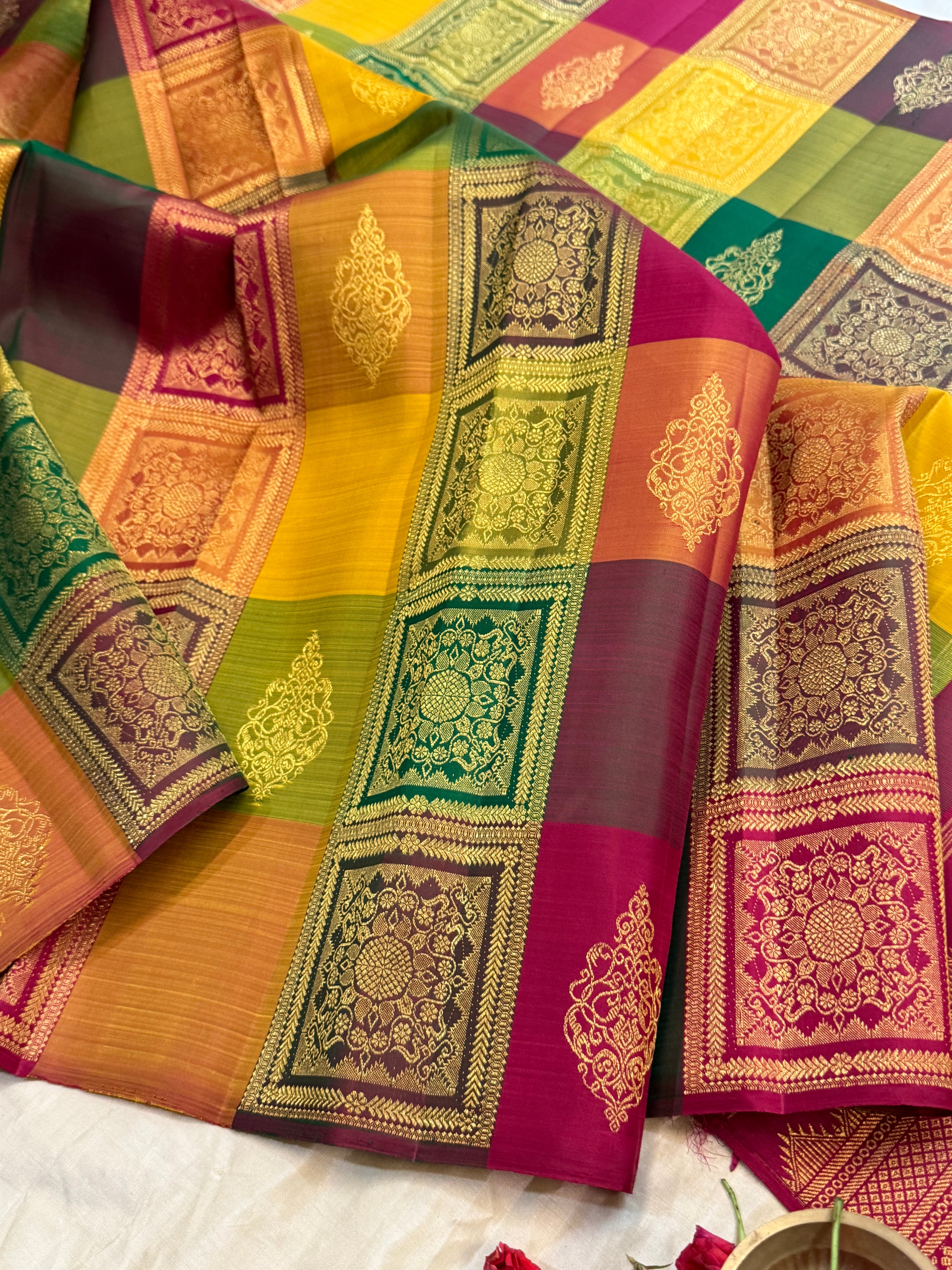 Paalum pazhamum boomkai pattern/ Kanjipuram silk