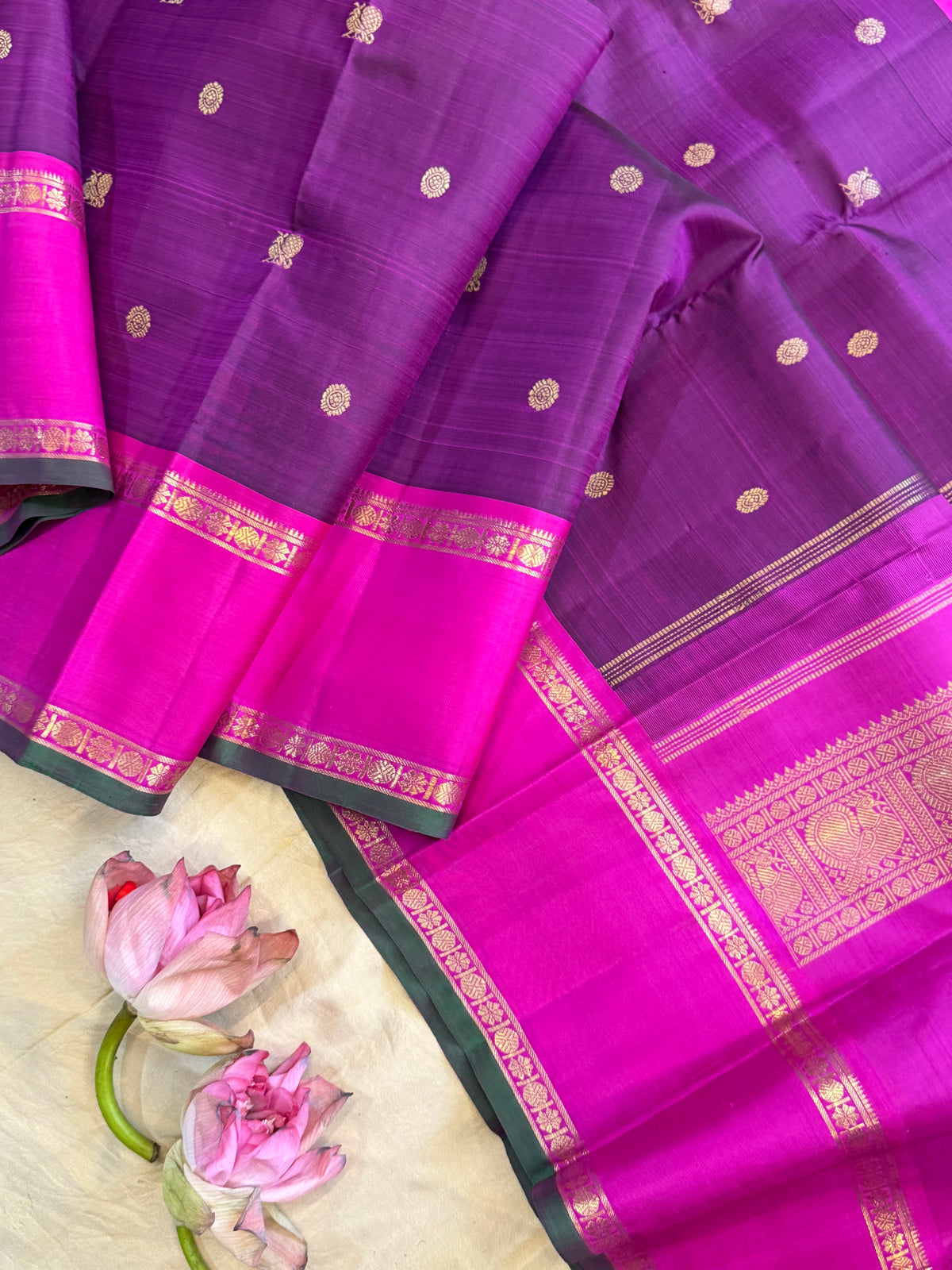Purple retta pet   simple pure Zari Kanjipuram clsa12687