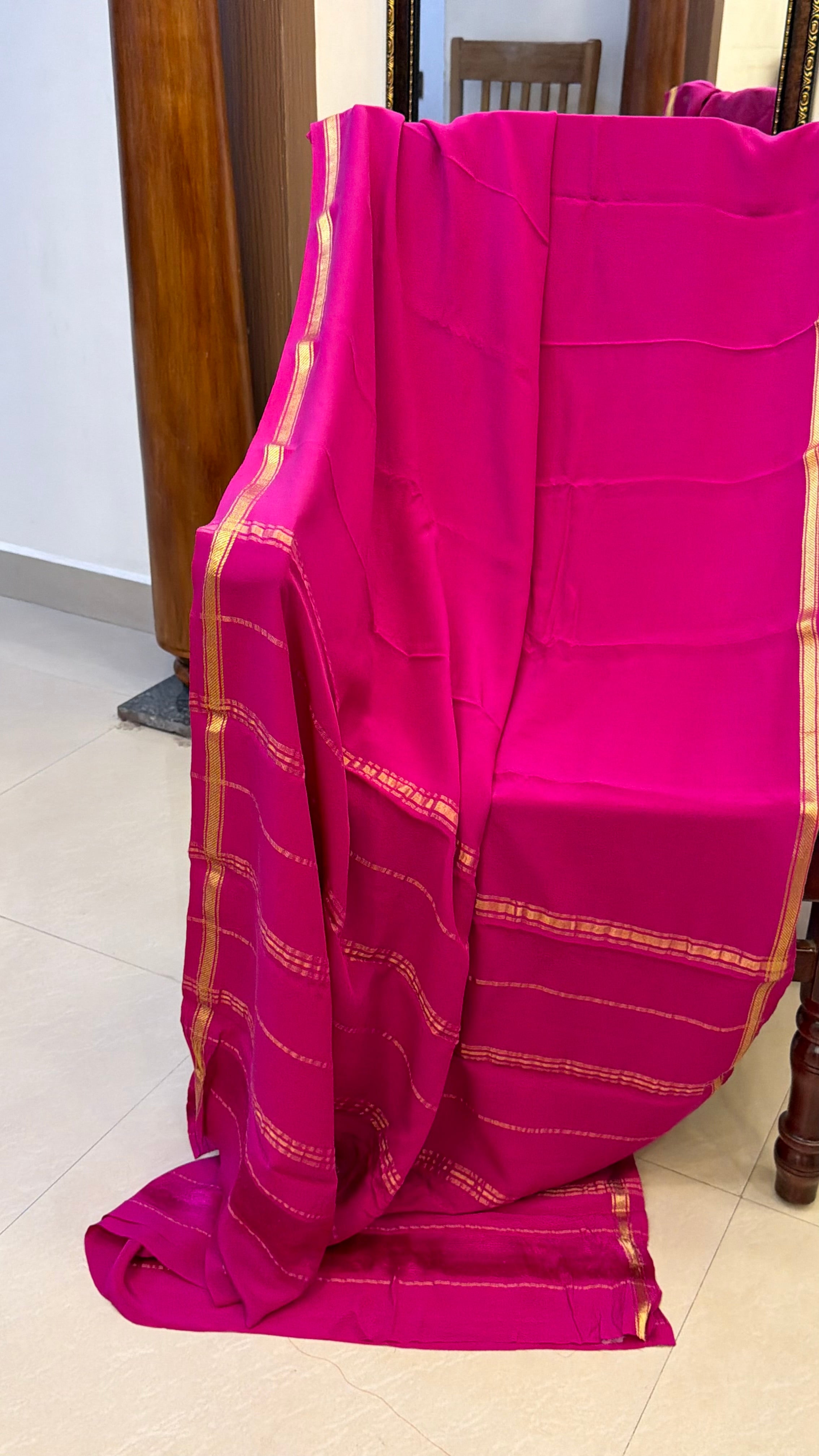 Pink Pure crepe silk saree