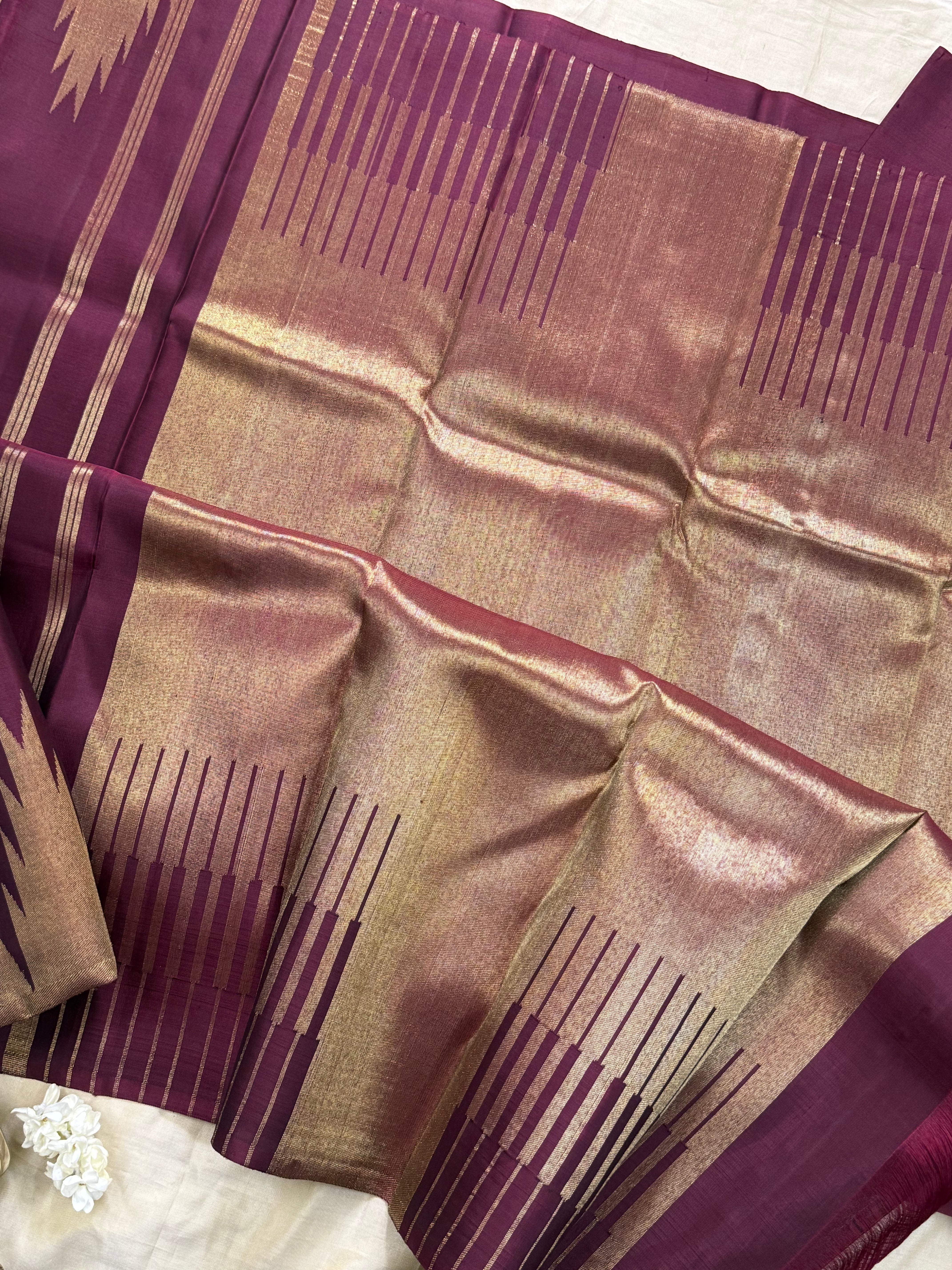 Paaku 8 kol temple border/ Kanjipuram silk CLSA1925