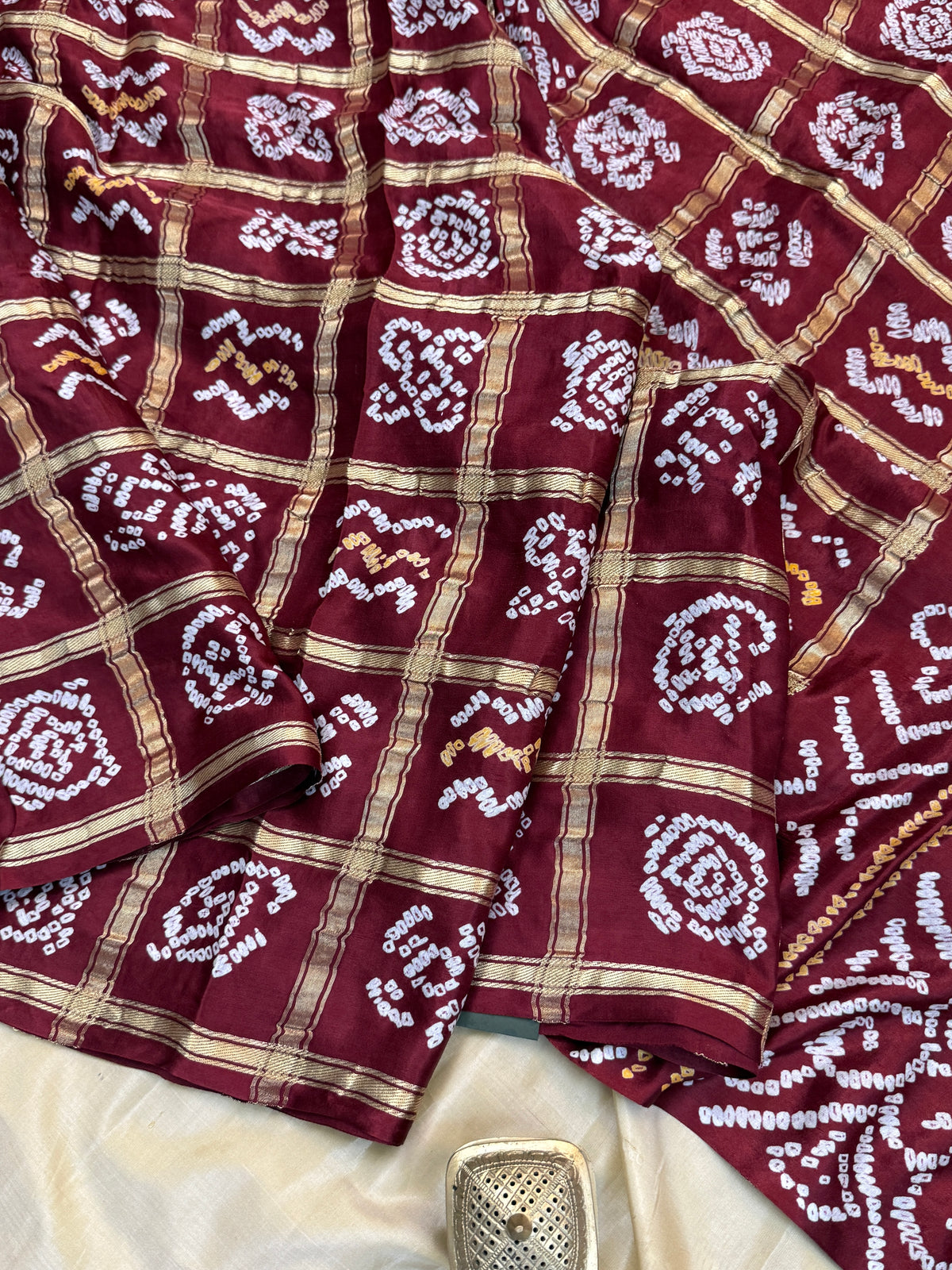 Brown bandhini and gajji silk saree clsa 11944